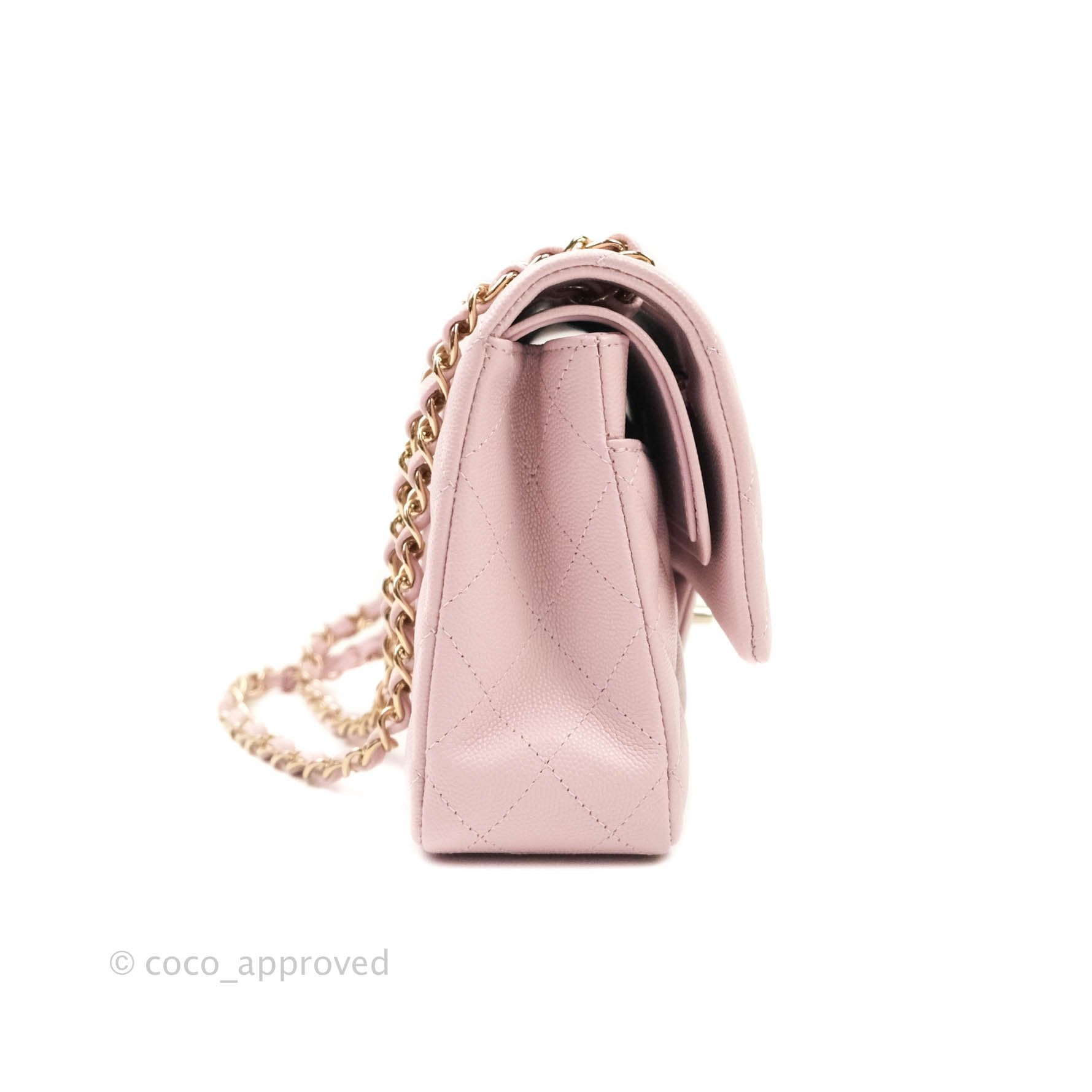 Chanel M/L Medium Double Flap Bag Lilac Rose Clair Caviar Gold Hardwar –  Coco Approved Studio