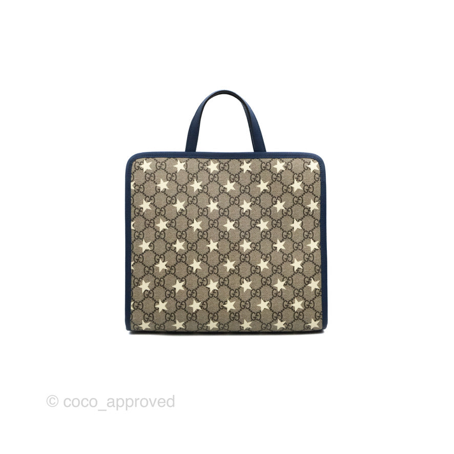 Gucci Kids Tote Bag GG Supreme Monogram Stars Navy