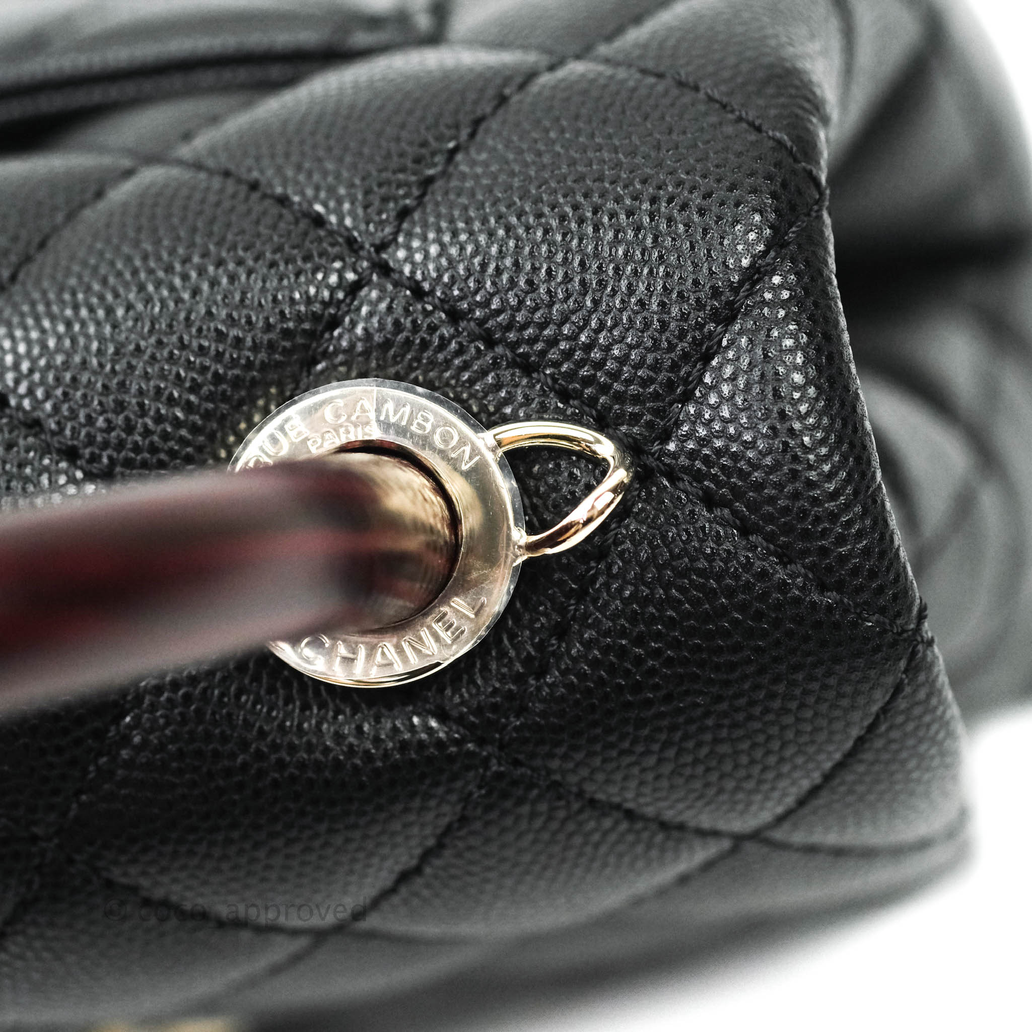 Chanel Extra Mini Coco Handle Quilted Black Caviar Lizard Embossed