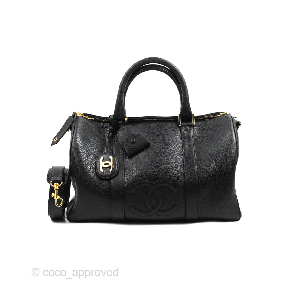Chanel Vintage Boston Bag Black Caviar Gold Hardware
