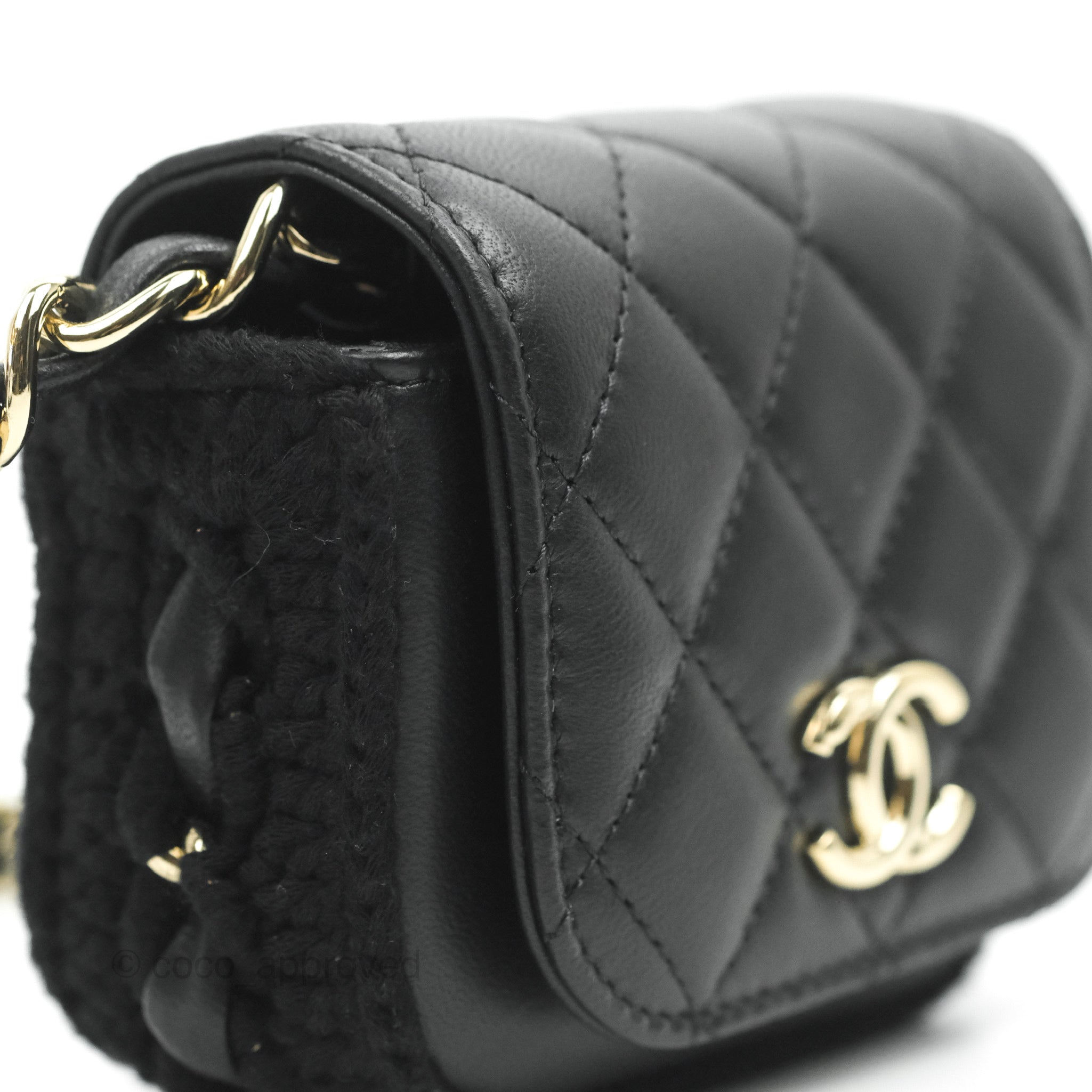 Chanel Mini Bag Black Lambskin Crochet Gold Hardware 22C – Coco Approved  Studio