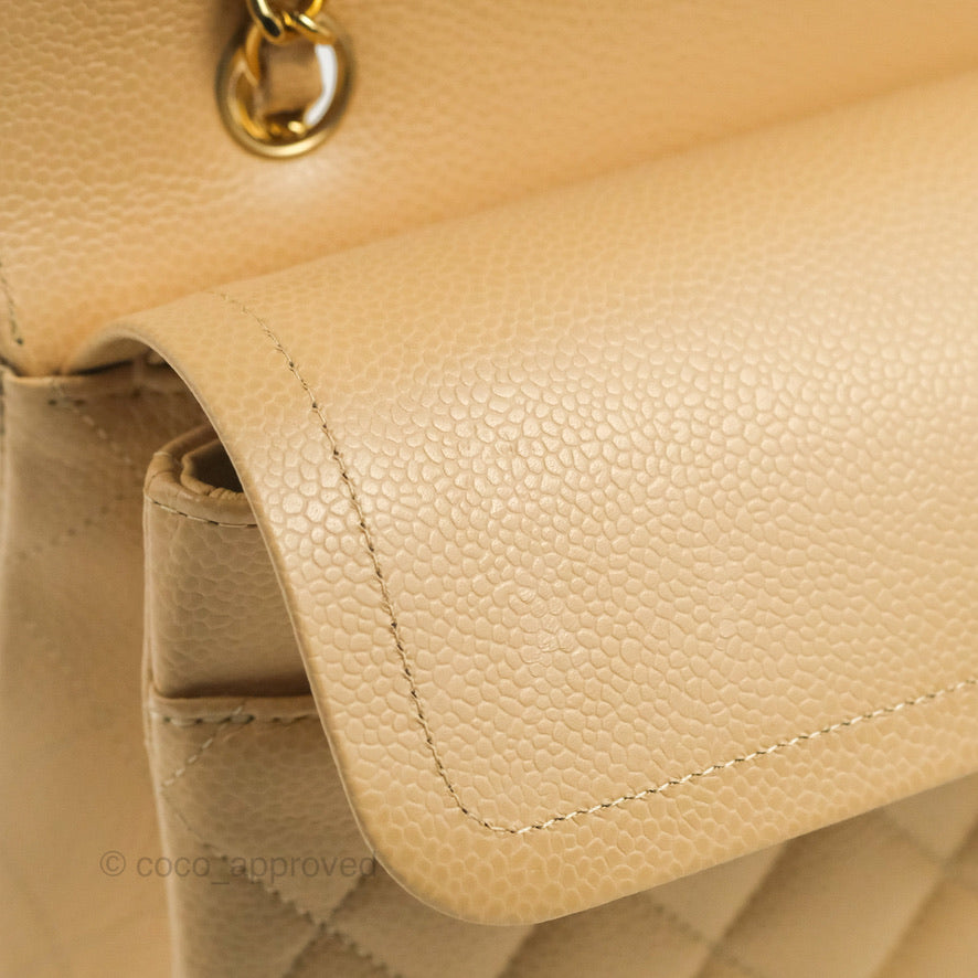 Chanel Quilted Classic M/L Medium Flap Beige Caviar Gold Hardware – Coco  Approved Studio