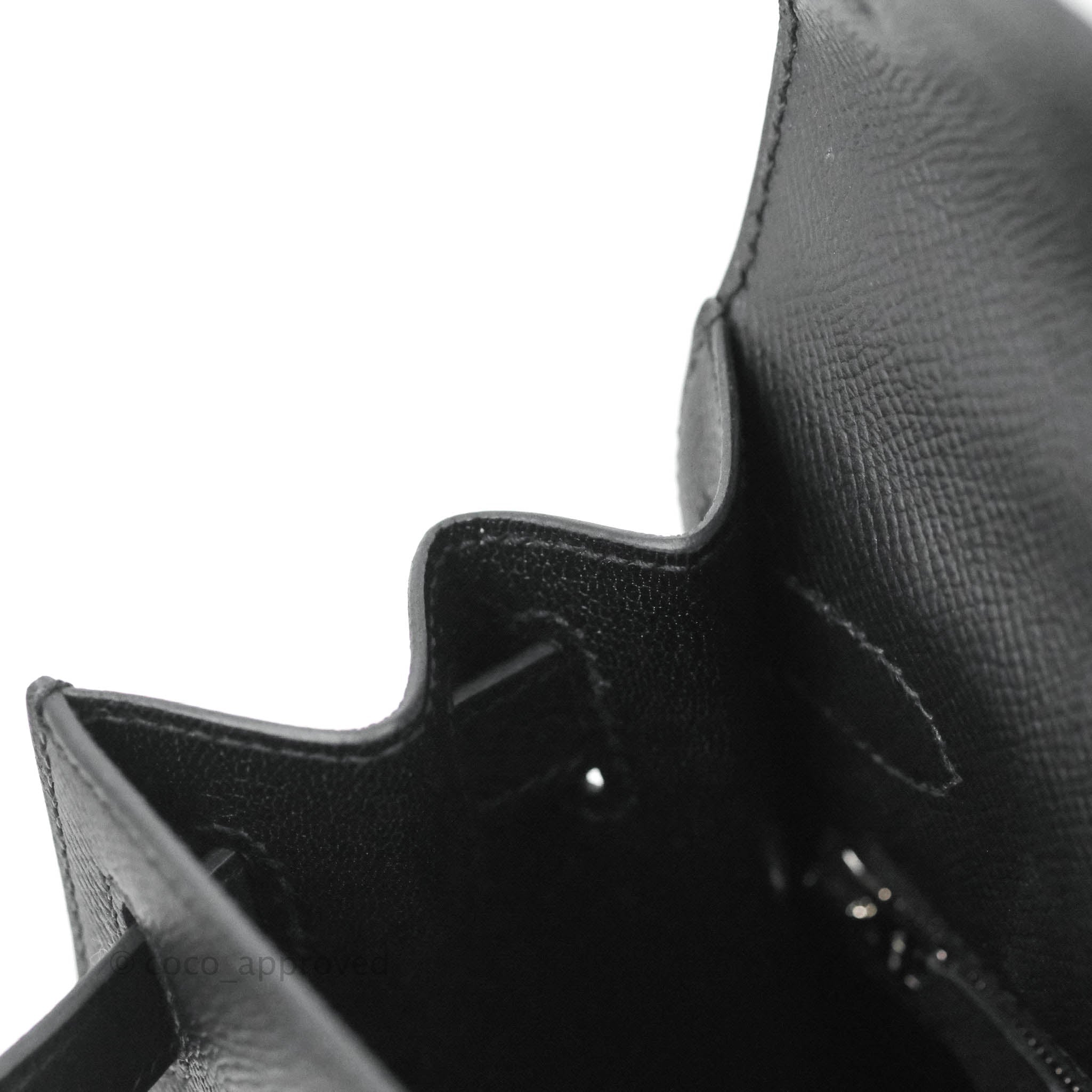 Hermes Kelly 28 Sellier Noir Black Epsom Palladium Hardware #D