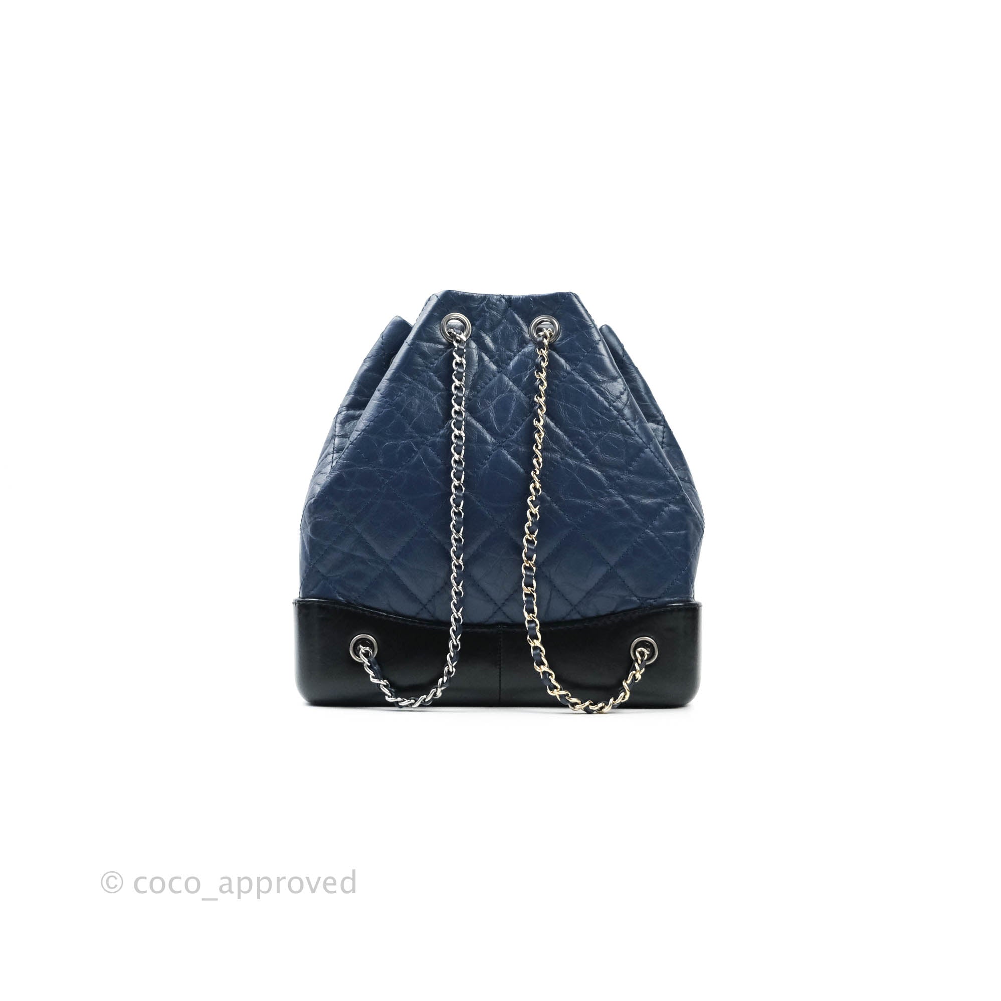 Chanel Small Gabrielle Backpack Navy Black Aged Calfskin – Coco Approved  Studio