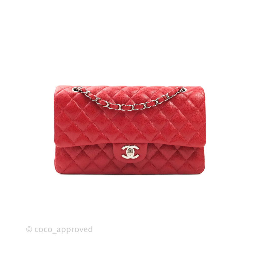 Chanel Classic M/L Medium Double Flap Red Caviar Silver Hardware – Coco  Approved Studio