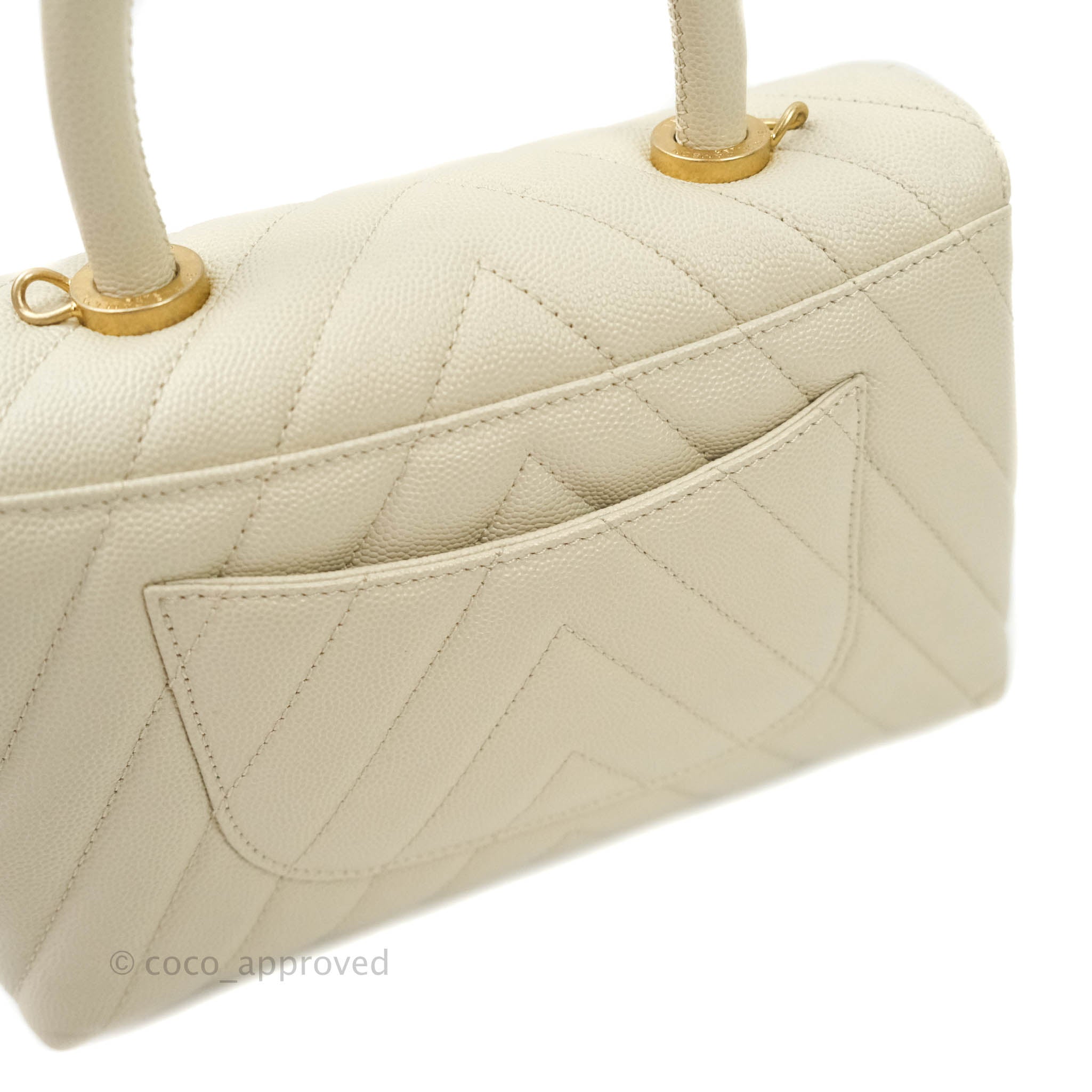 CHANEL Caviar Quilted Small Coco Handle Flap Yellow 309631