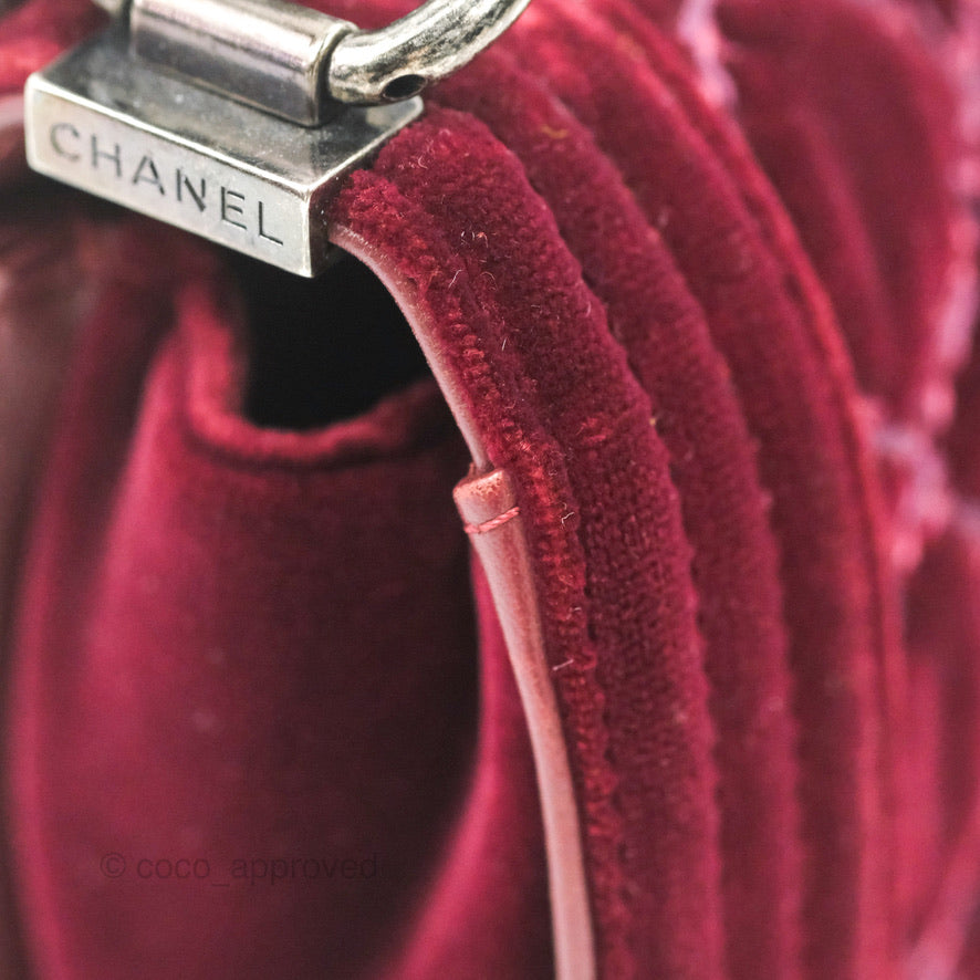 Chanel Small Boy Burgundy Velvet Ruthenium Hardware – Coco