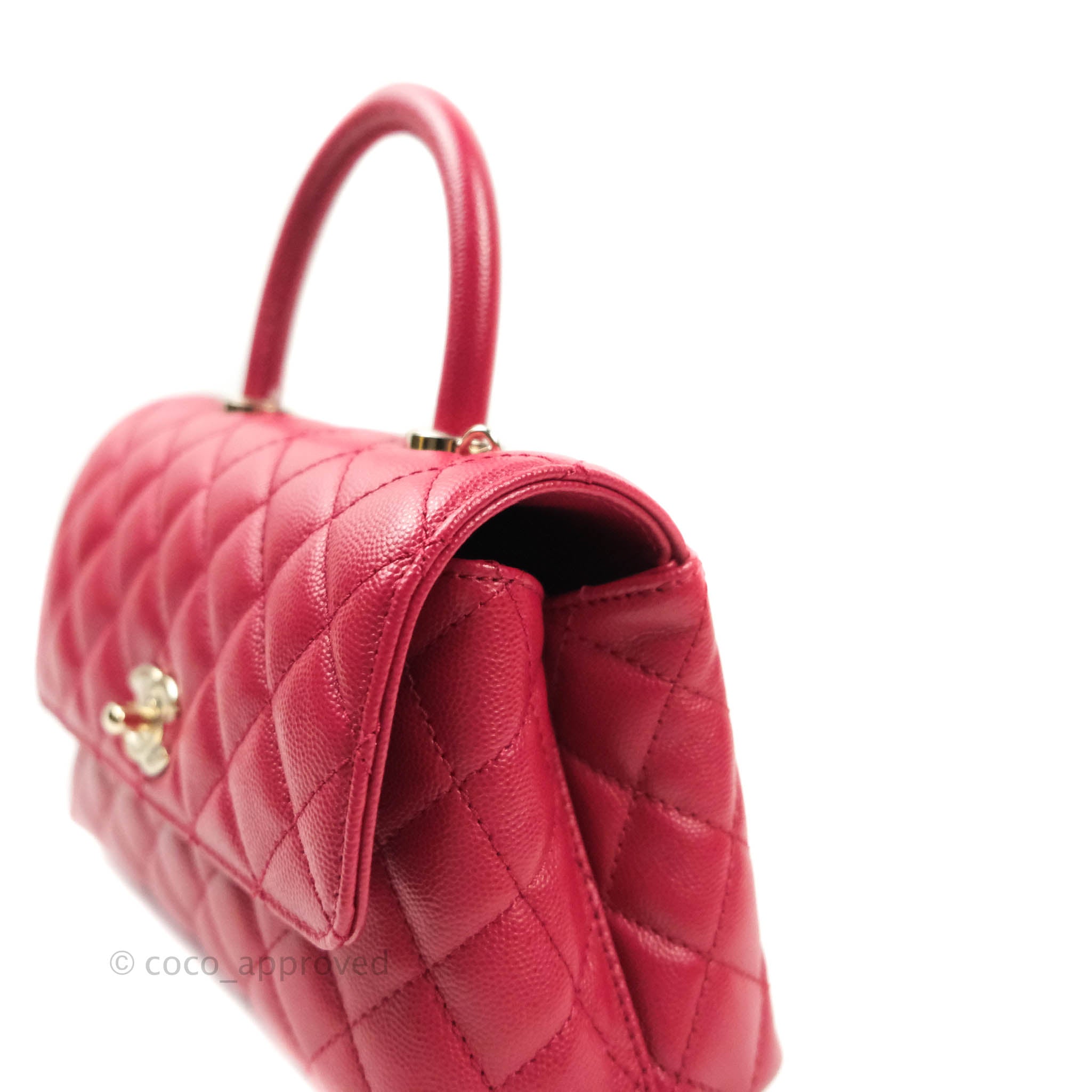 CHANEL Caviar Quilted Mini Coco Handle Flap Red 211773