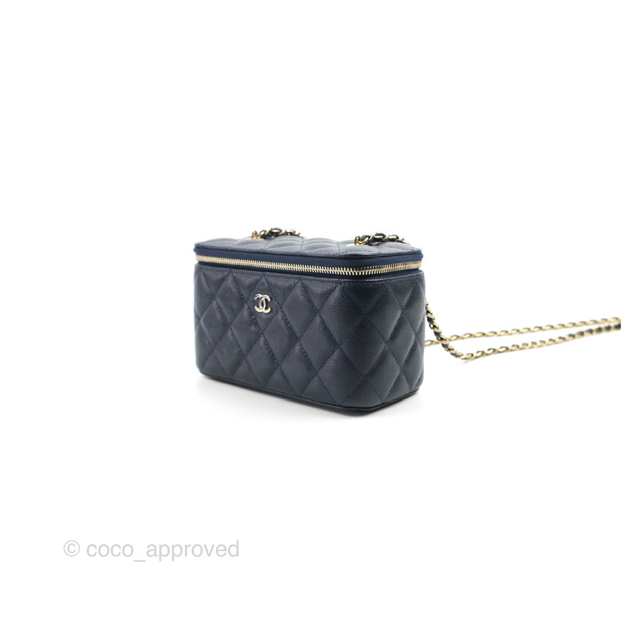 Chanel Vanity with Chain Navy Caviar Gold Hardware