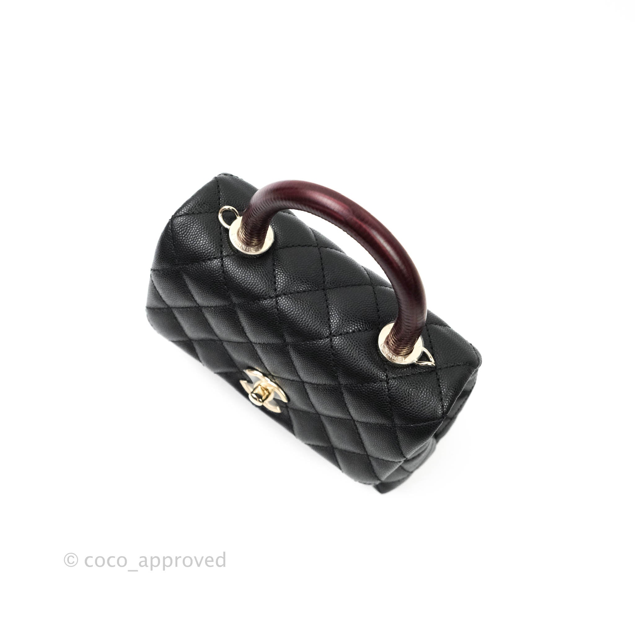 Chanel Small Coco Handle Quilted Black Caviar Lizard Handle Gold Hardw –  Coco Approved Studio