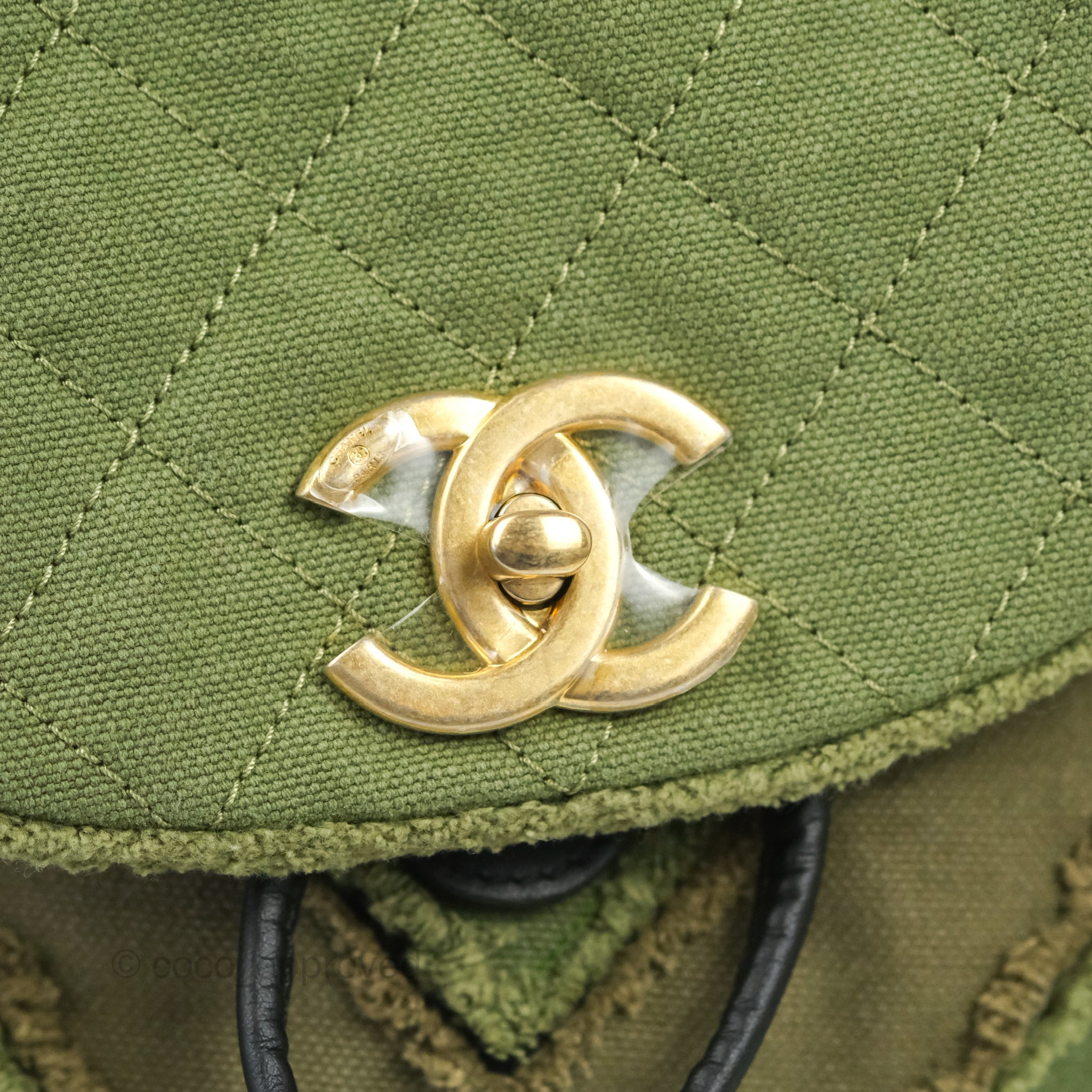 Chanel Coco Cuba Patchwork Chevron Backpack Green Canvas 2017 