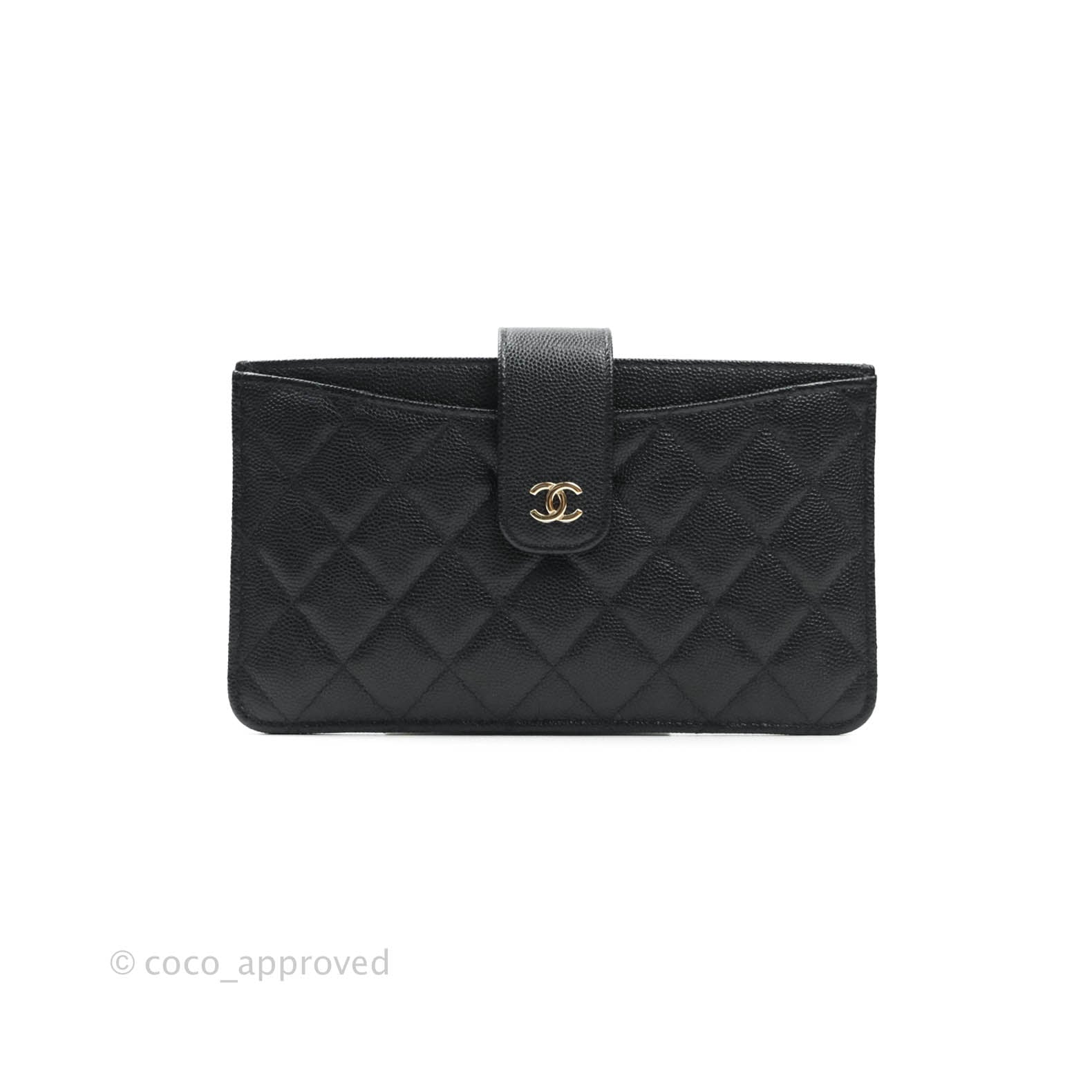 Chanel Card Holder Quilted Caviar Gold-tone BlackChanel Card