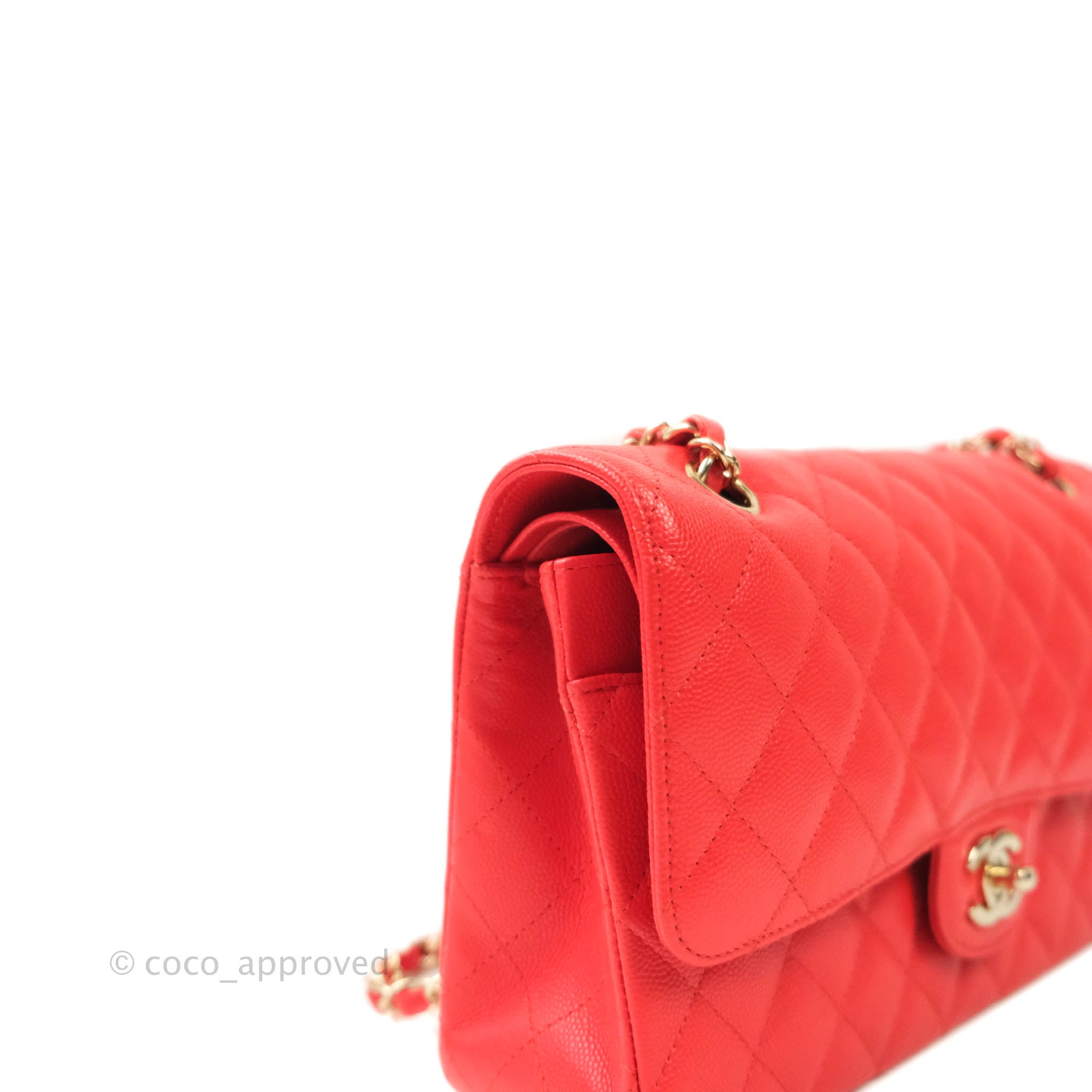 Chanel Classic M/L Medium Flap Quilted Pink Caviar Gold Hardware 22P