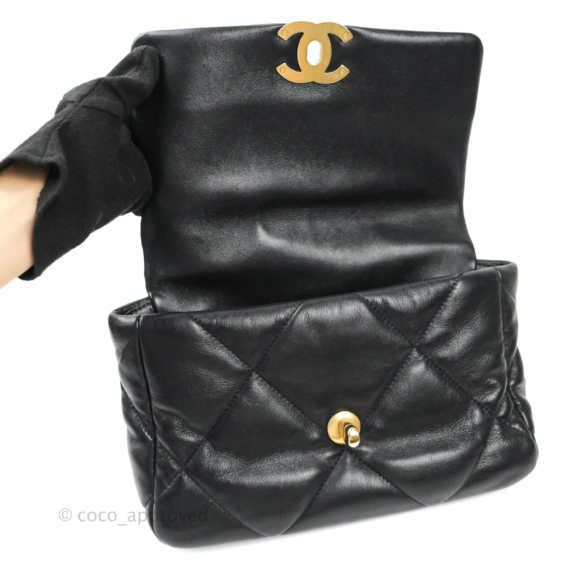 Chanel 19 Small Pouch Black Lambskin Gold Hardware – Coco Approved Studio