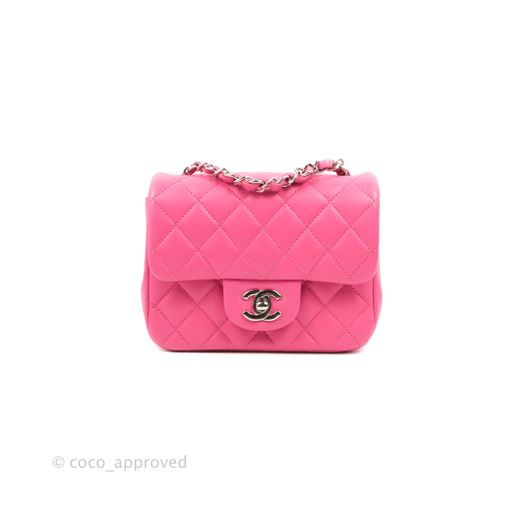 Chanel Pink Quilted Leather Mini Square Classic Flap Bag Chanel
