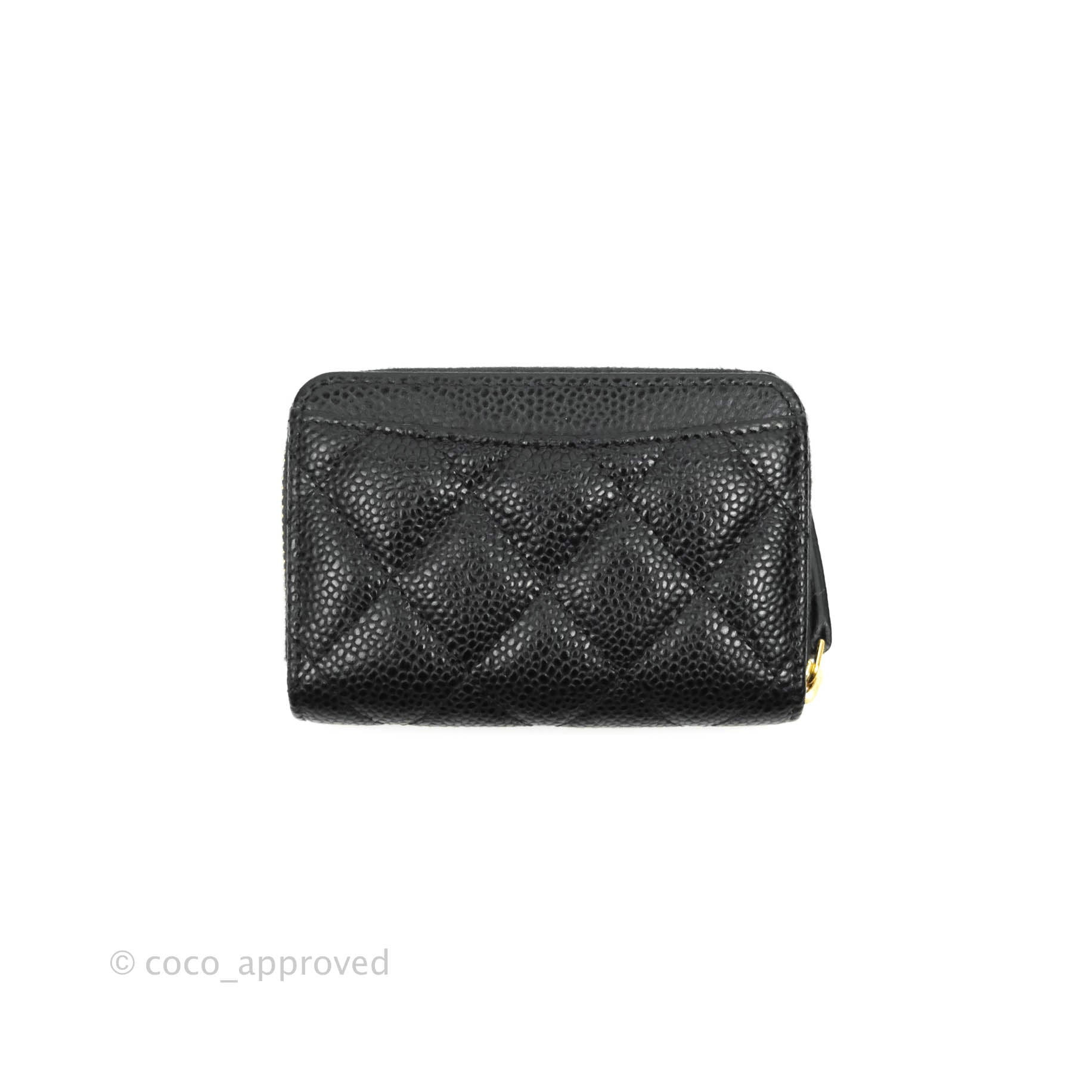 Chanel Zipped Coin Purse AP3082 Black in Grained Calfskin/Enamel/Gold-Tone  Metal with Gold Tone - US