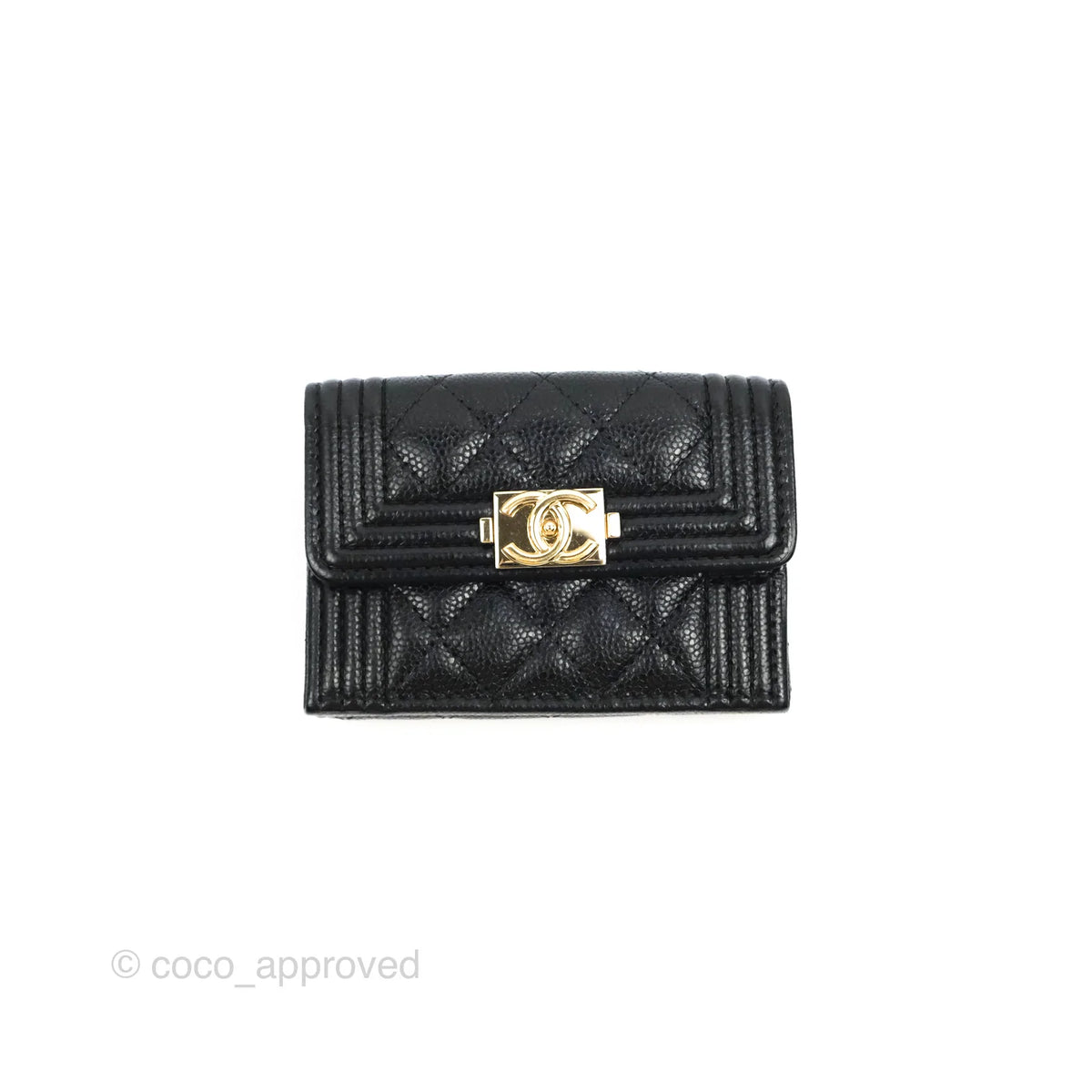 CHANEL Caviar Quilted Small Boy Flap Wallet Black 455285