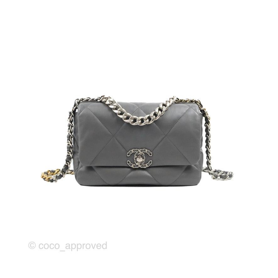 Chanel 19 Small Dark Grey Lambskin Mixed Hardware