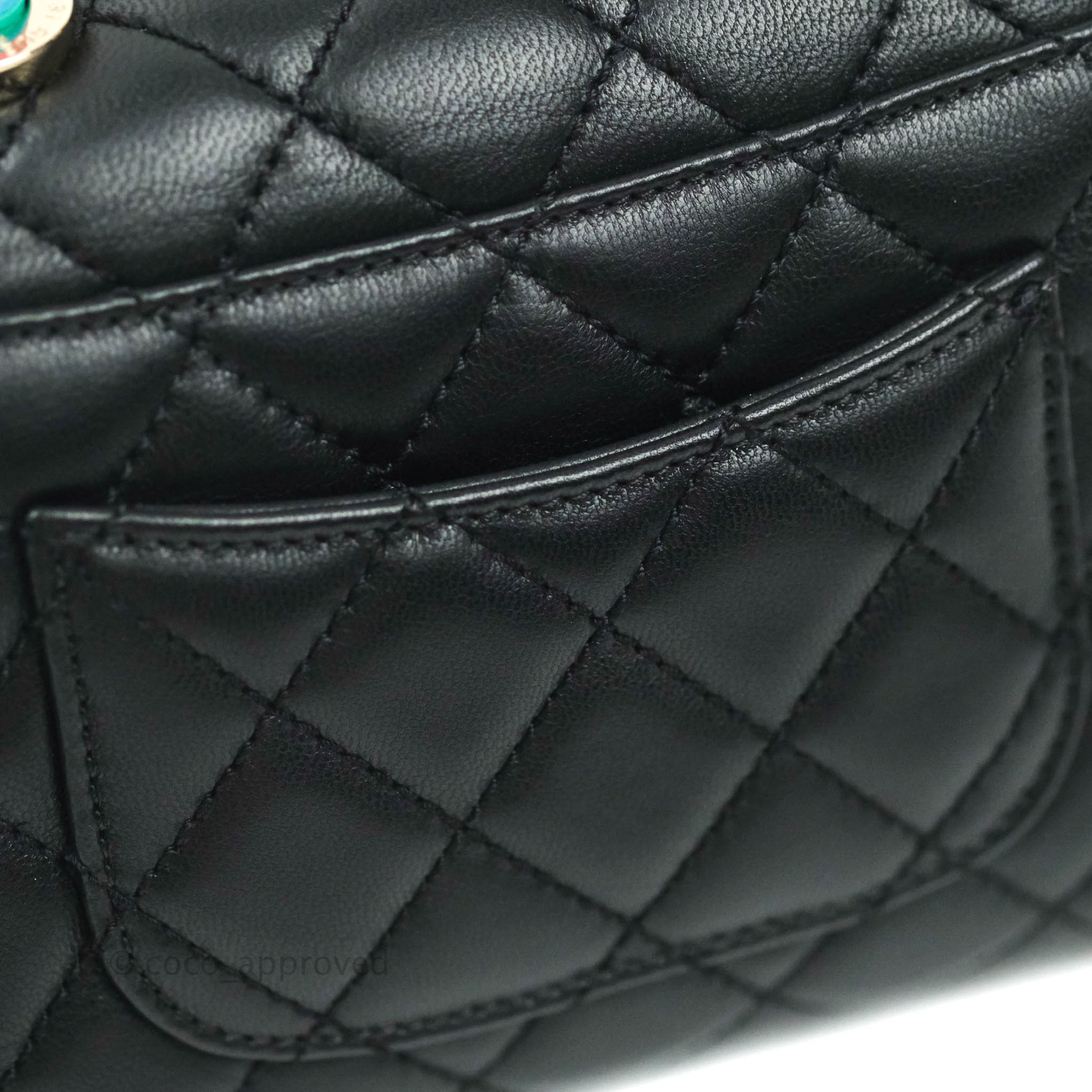 Chanel Quilted Extra Mini Rainbow Coco Handle Bag Lambskin Black Gold – Coco  Approved Studio