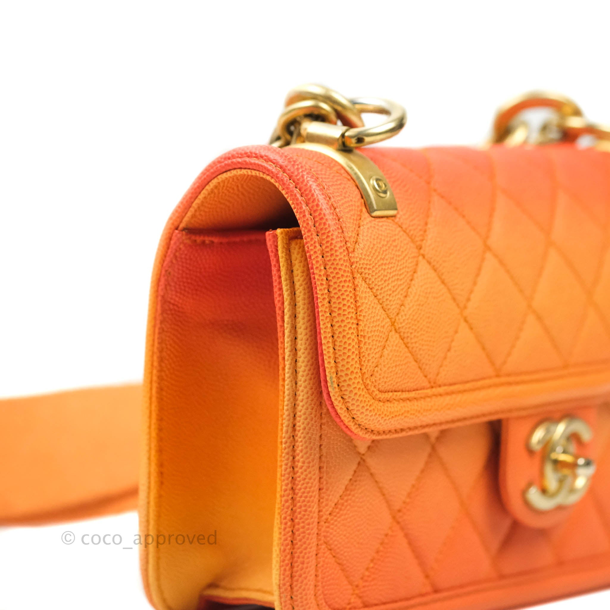 CHANEL Caviar Quilted Small Sunset On The Sea Flap Orange 1214984
