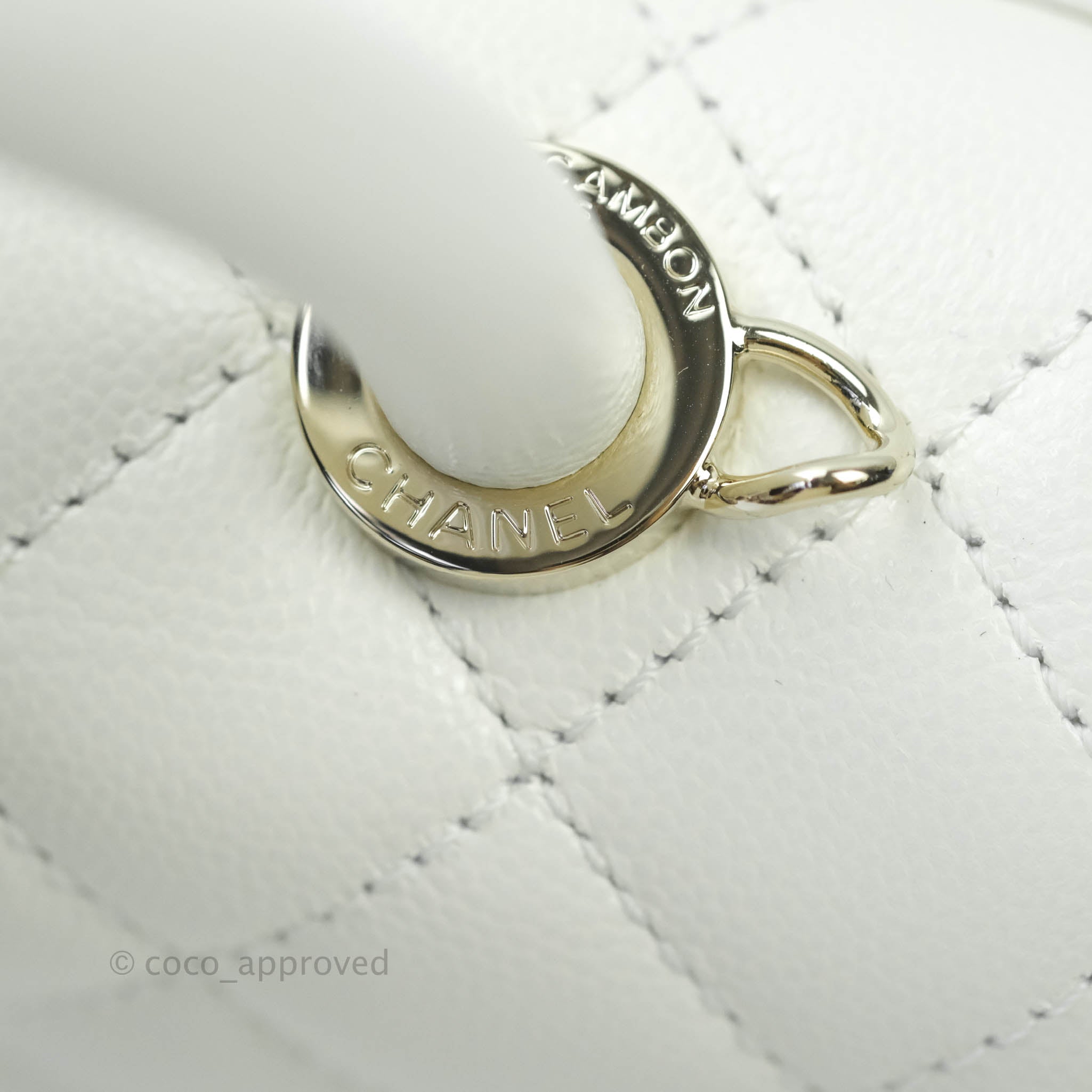CHANEL Caviar Quilted Small Coco Handle Flap White 1286833