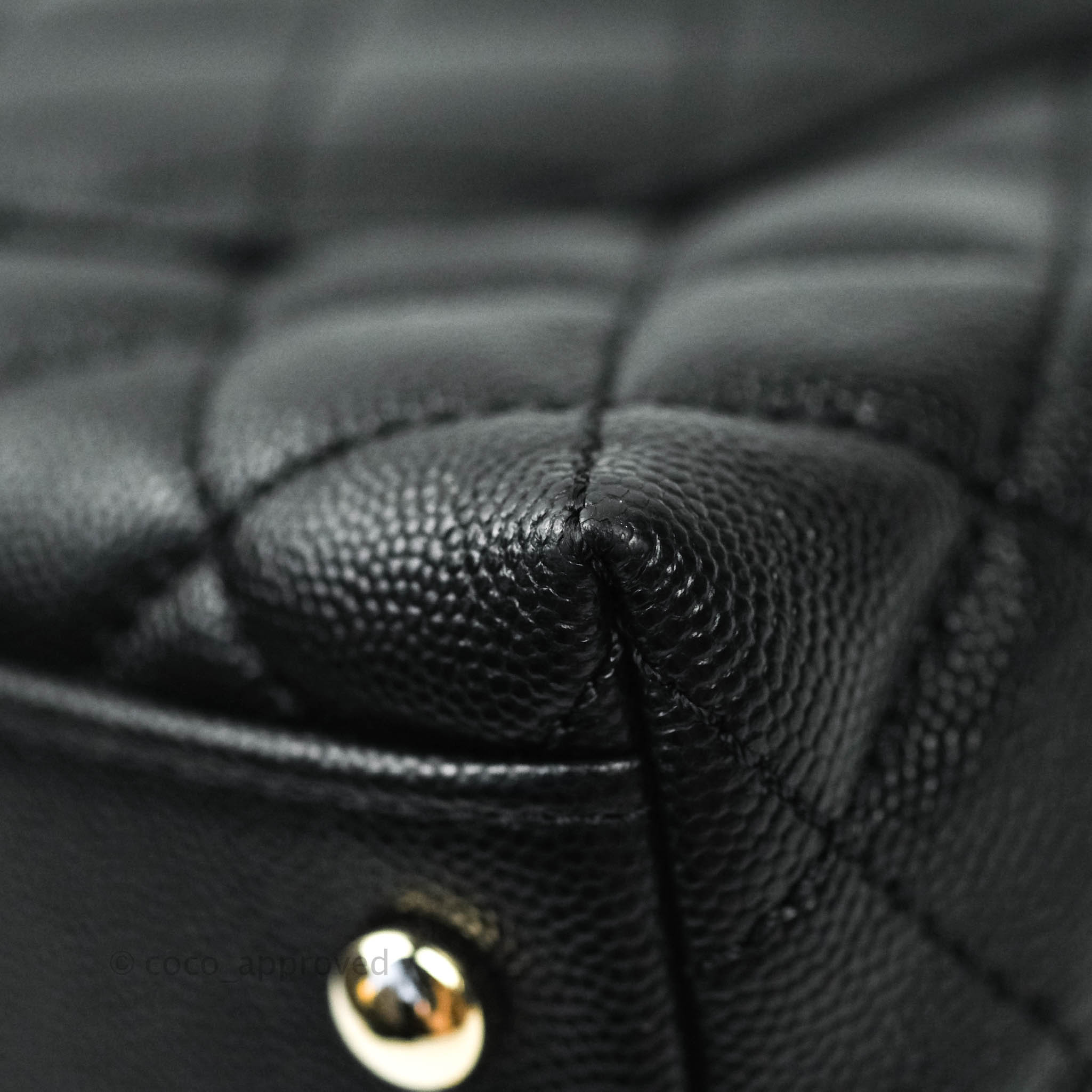 Chanel Mini (Small) Coco Handle Quilted Black Caviar Gold Hardware