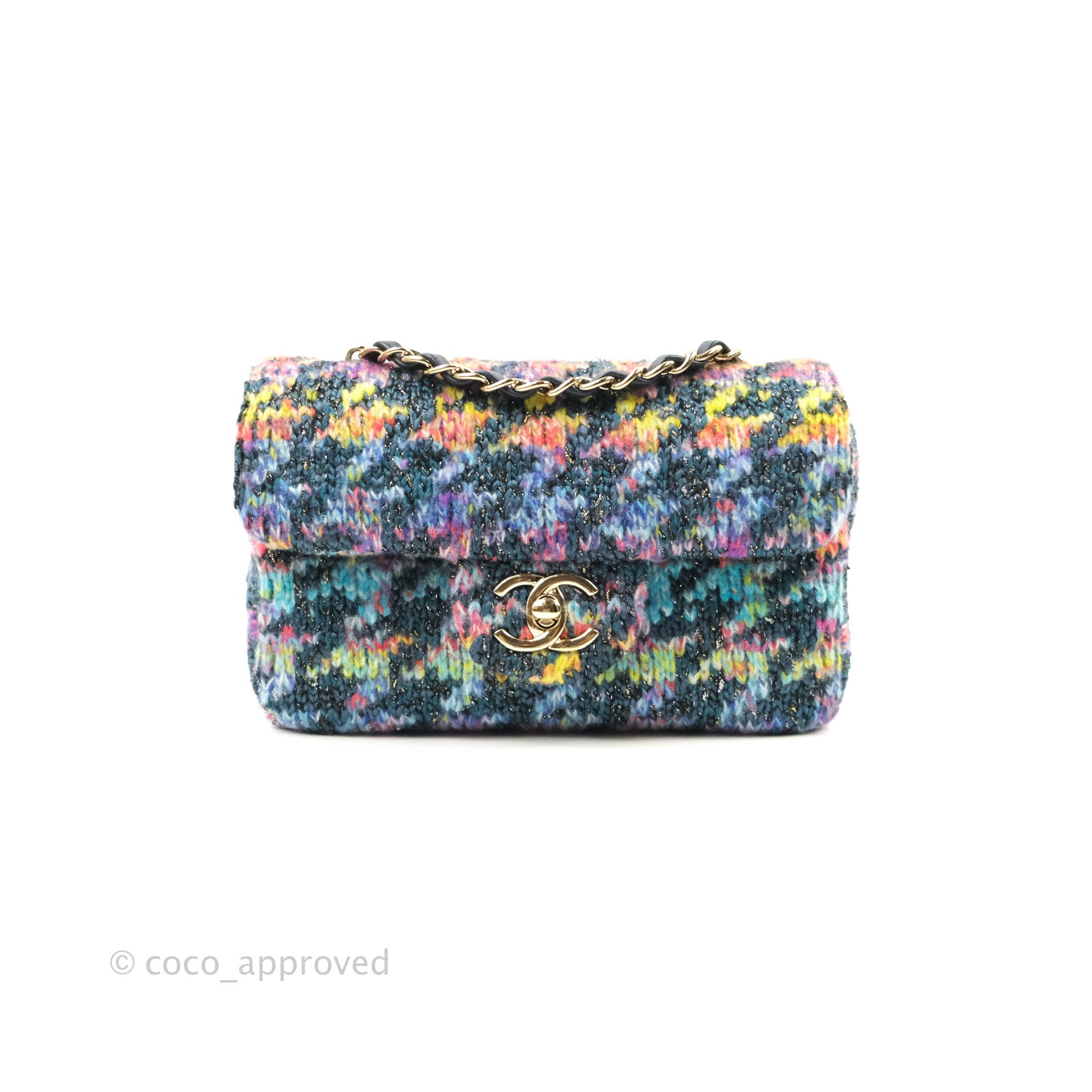 CHANEL 19 Small Flap Bag in Rainbow Houndstooth Tweed