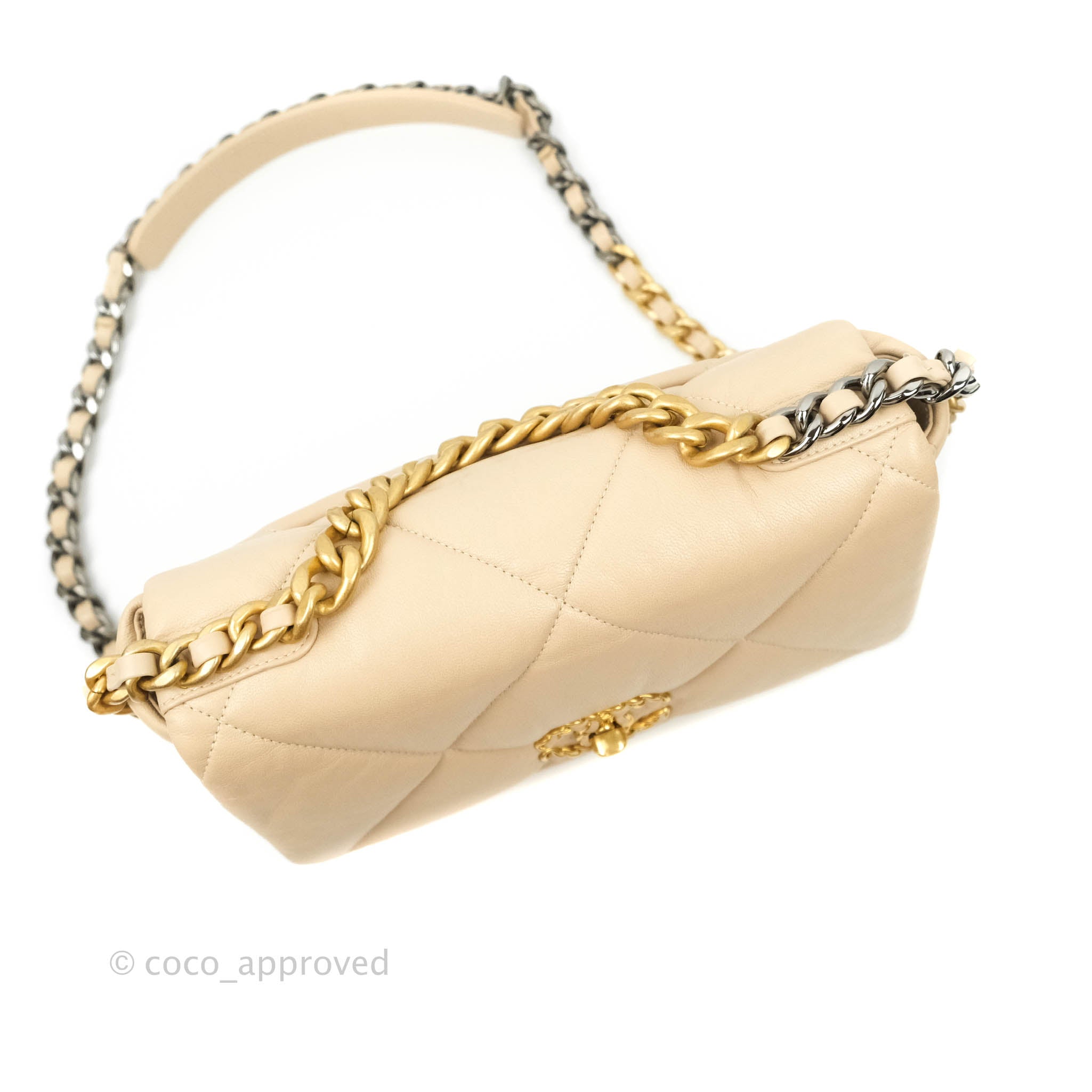 Chanel 19 Small Light Beige Lambskin Mixed Hardware 20C – Coco