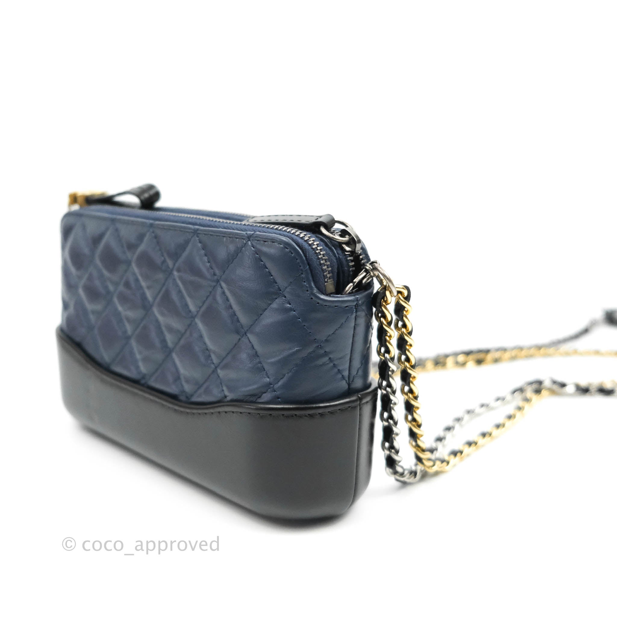 Chanel Gabrielle Clutch With Chain Aged Calfskin Navy Black Mixed Hard –  Coco Approved Studio