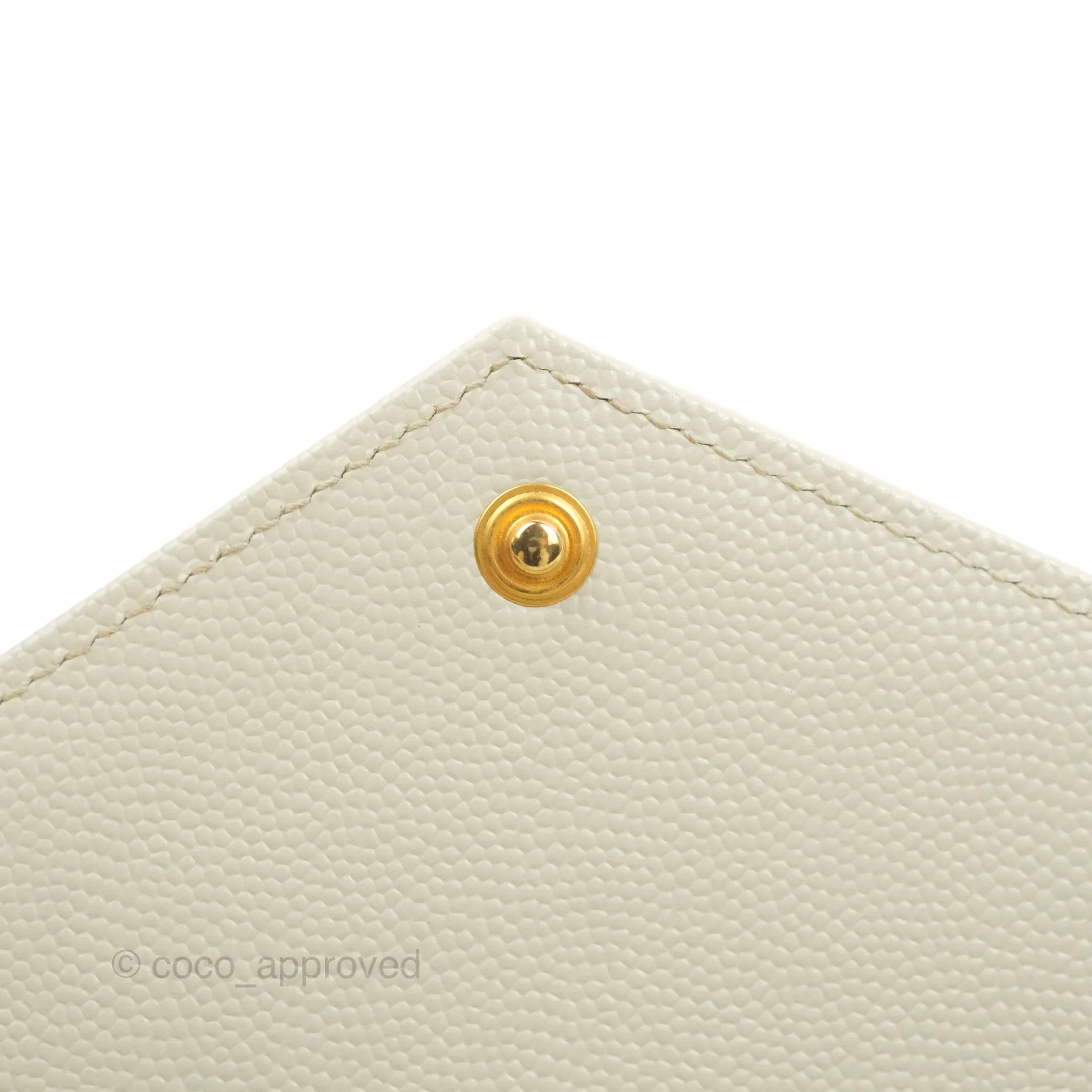 Saint Laurent Monogram Leather Card Case Crema Soft