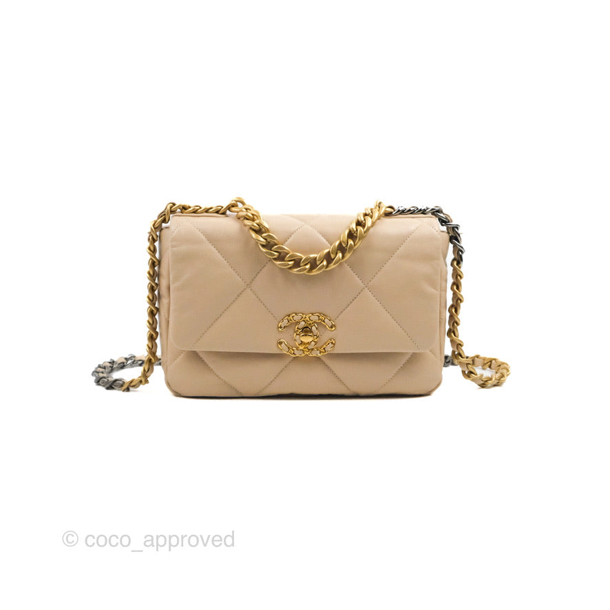 Chanel 19 Small Beige Mixed Hardware