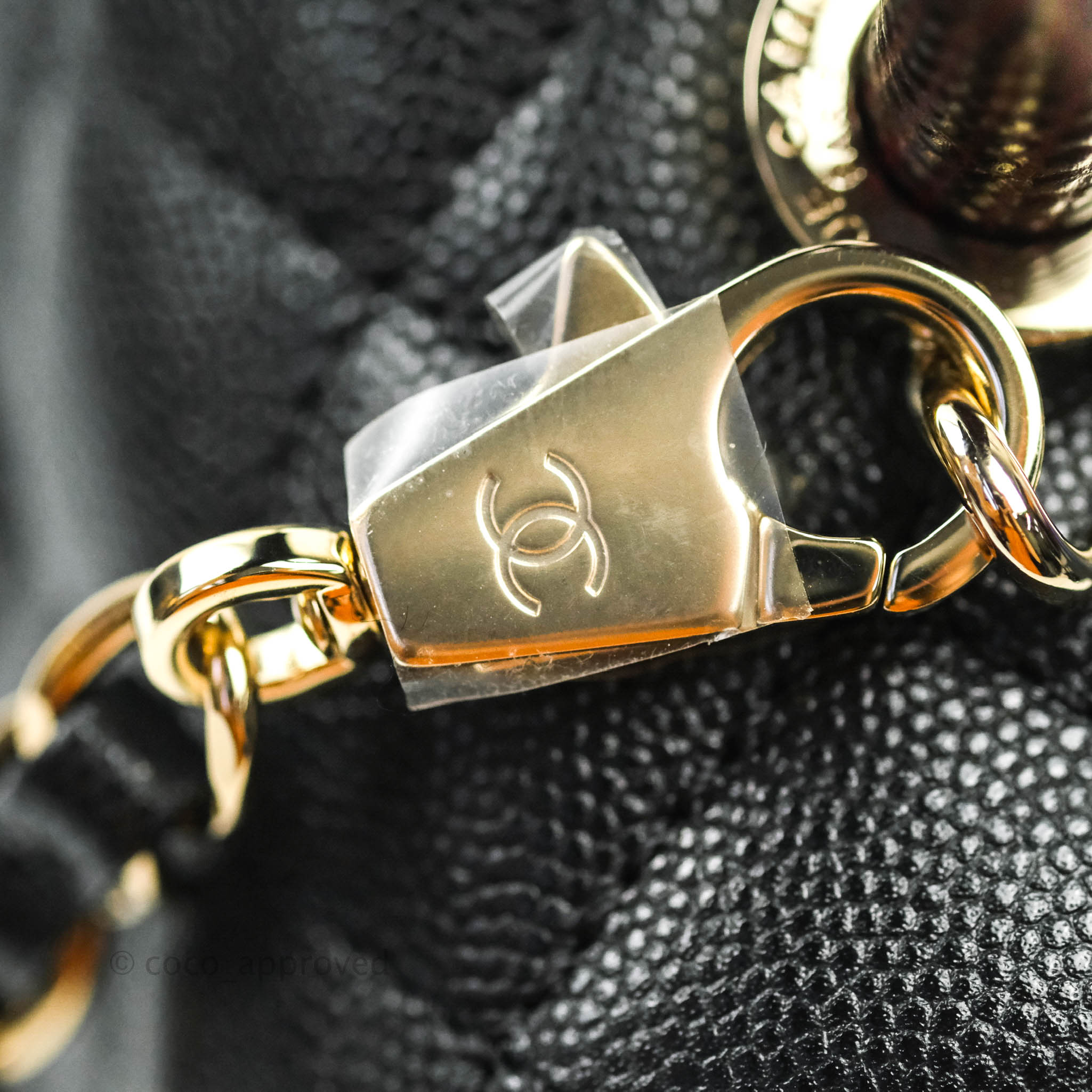Chanel Small Coco Handle Quilted Black Caviar Lizard Embossed