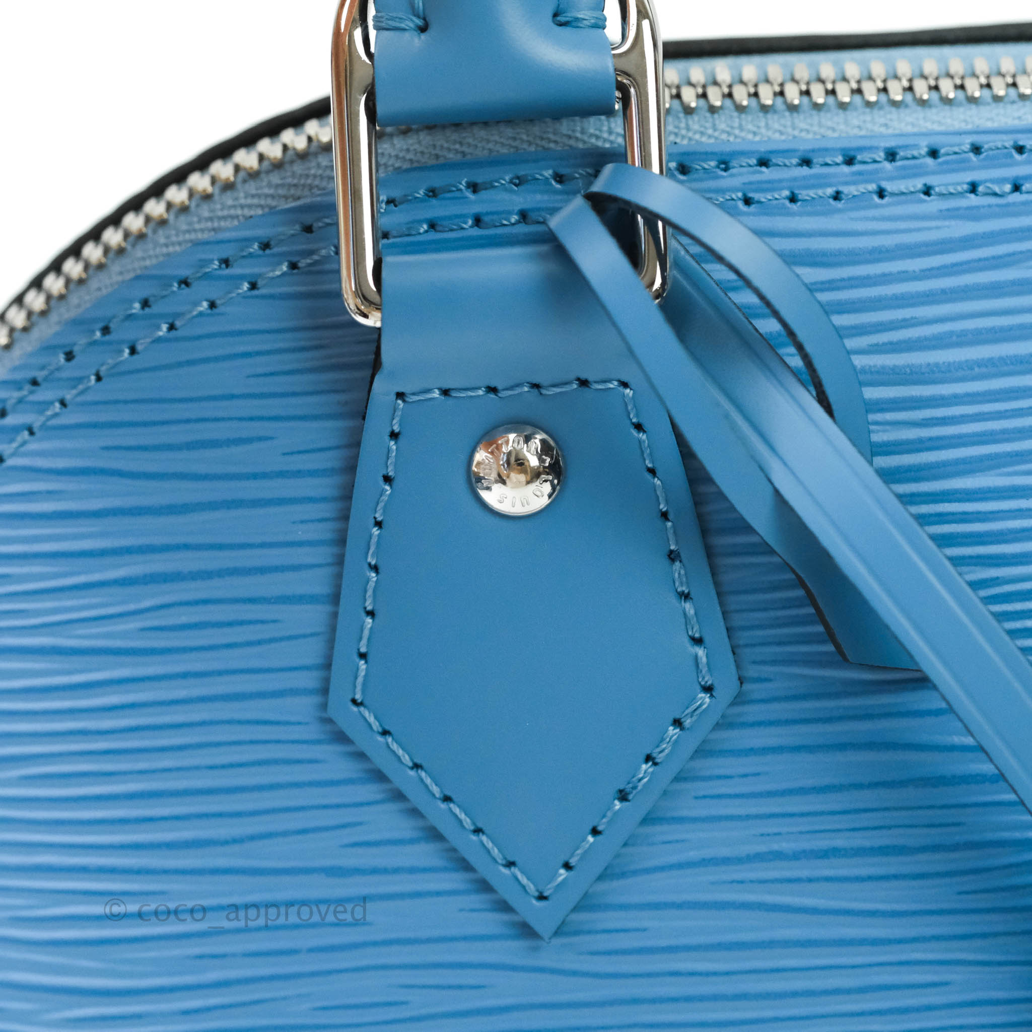 Louis Vuitton Epi Alma BB Blue with Jacquard Strap – Coco Approved