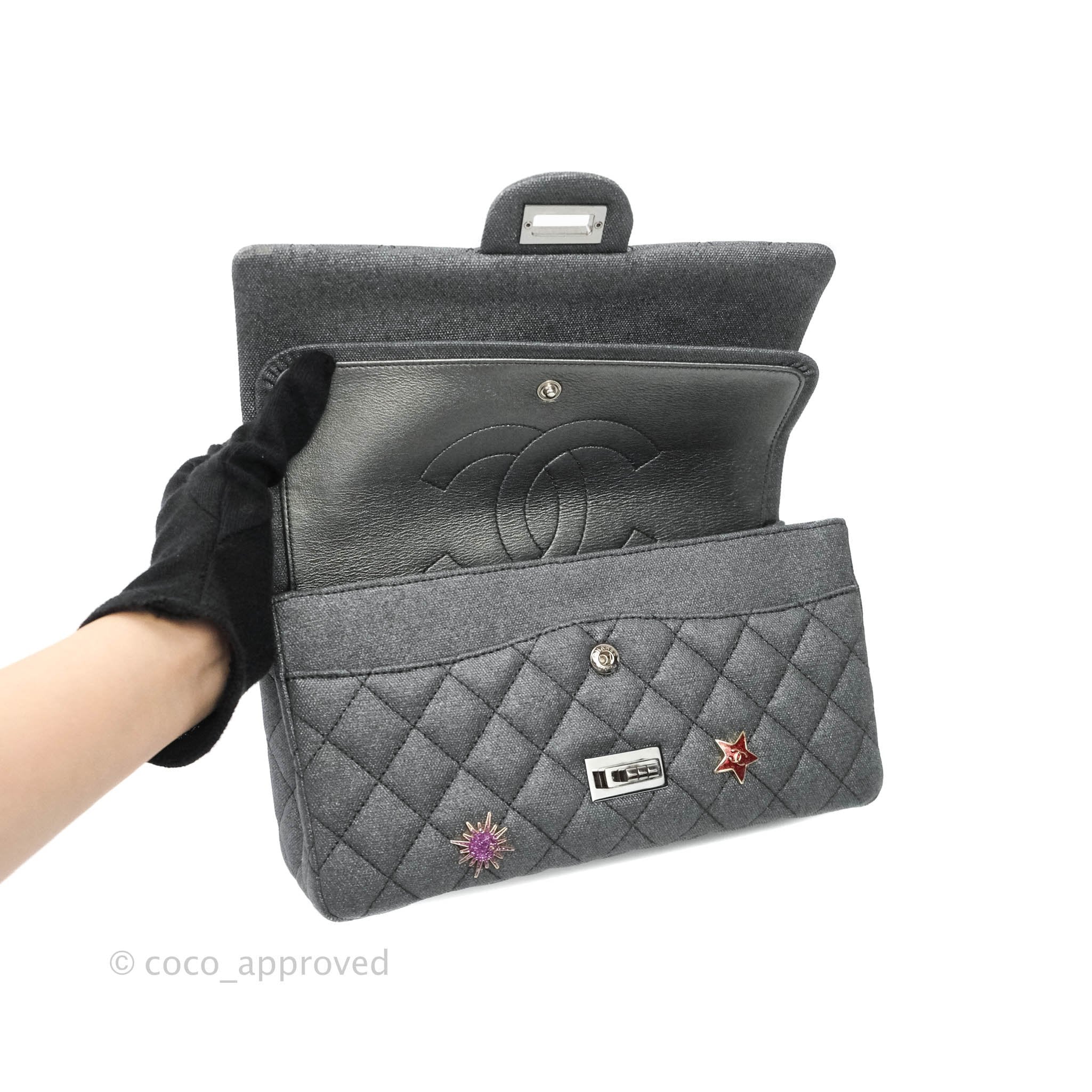 Chanel Pink, Green, and Navy Tweed 2.55 Reissue Flap 225 Silver Hardware, 2017-2018 (Very Good), Blue/Pink/Green Womens Handbag