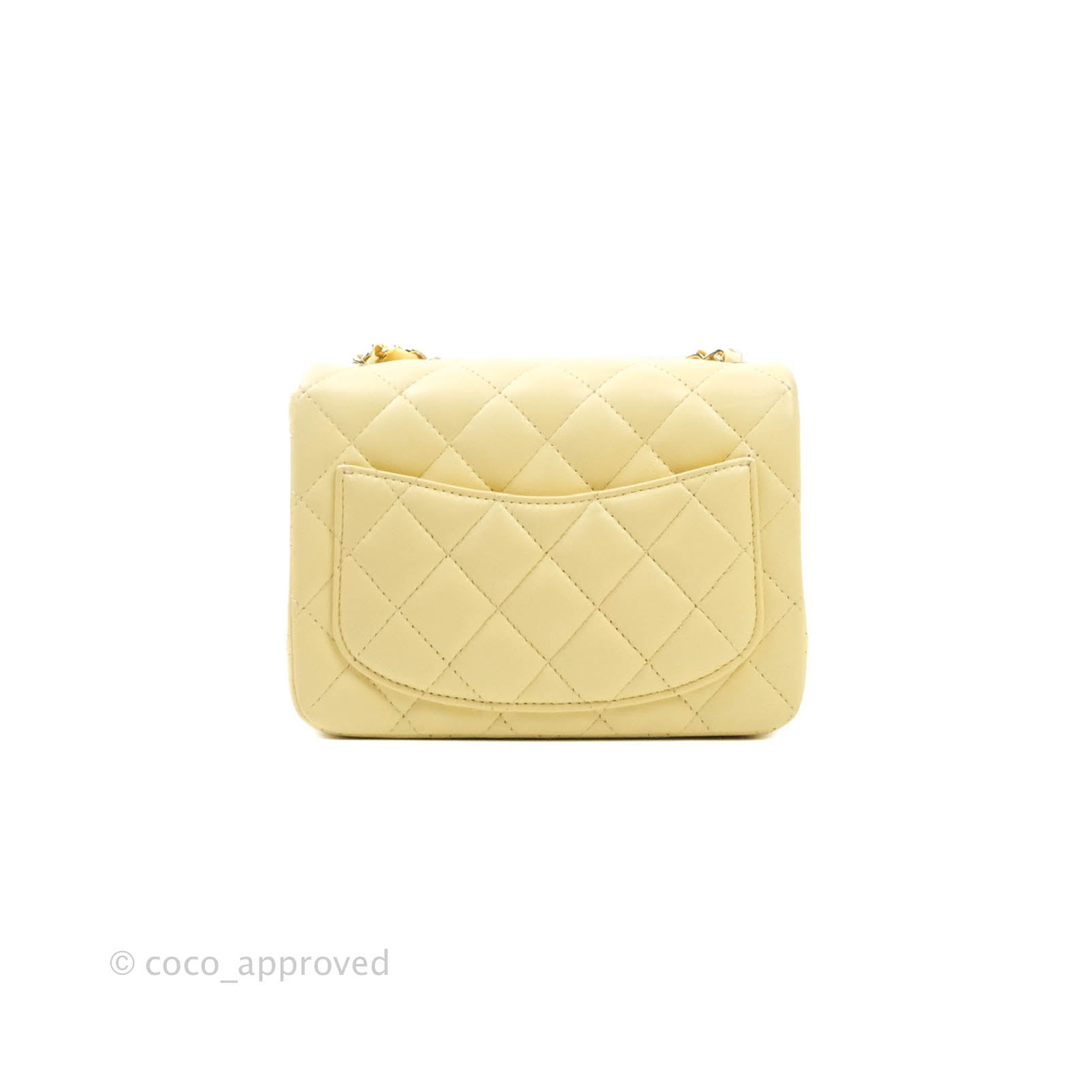 Chanel Light Yellow Quilted Patent Leather Classic Square Mini Flap Bag -  Yoogi's Closet