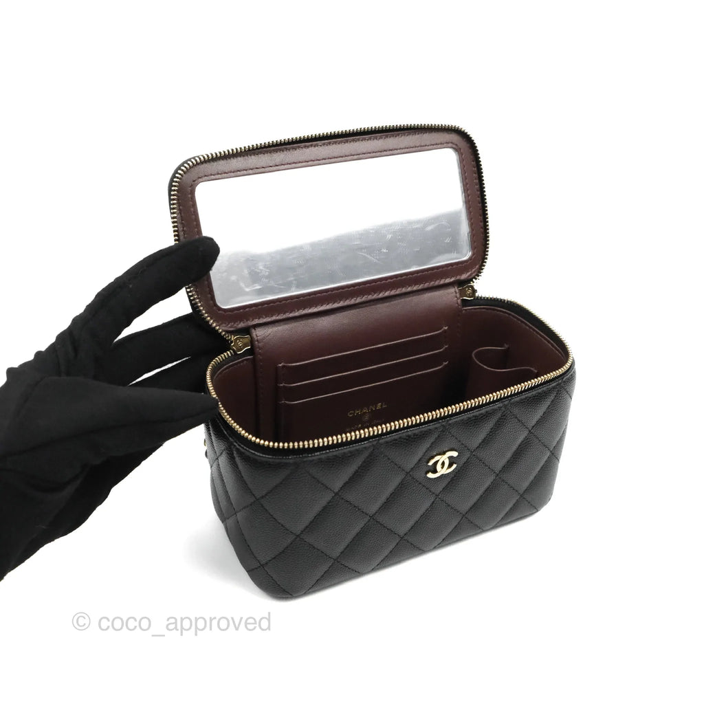 Chanel Classic Vanity with Chain Black Caviar Gold Hardware