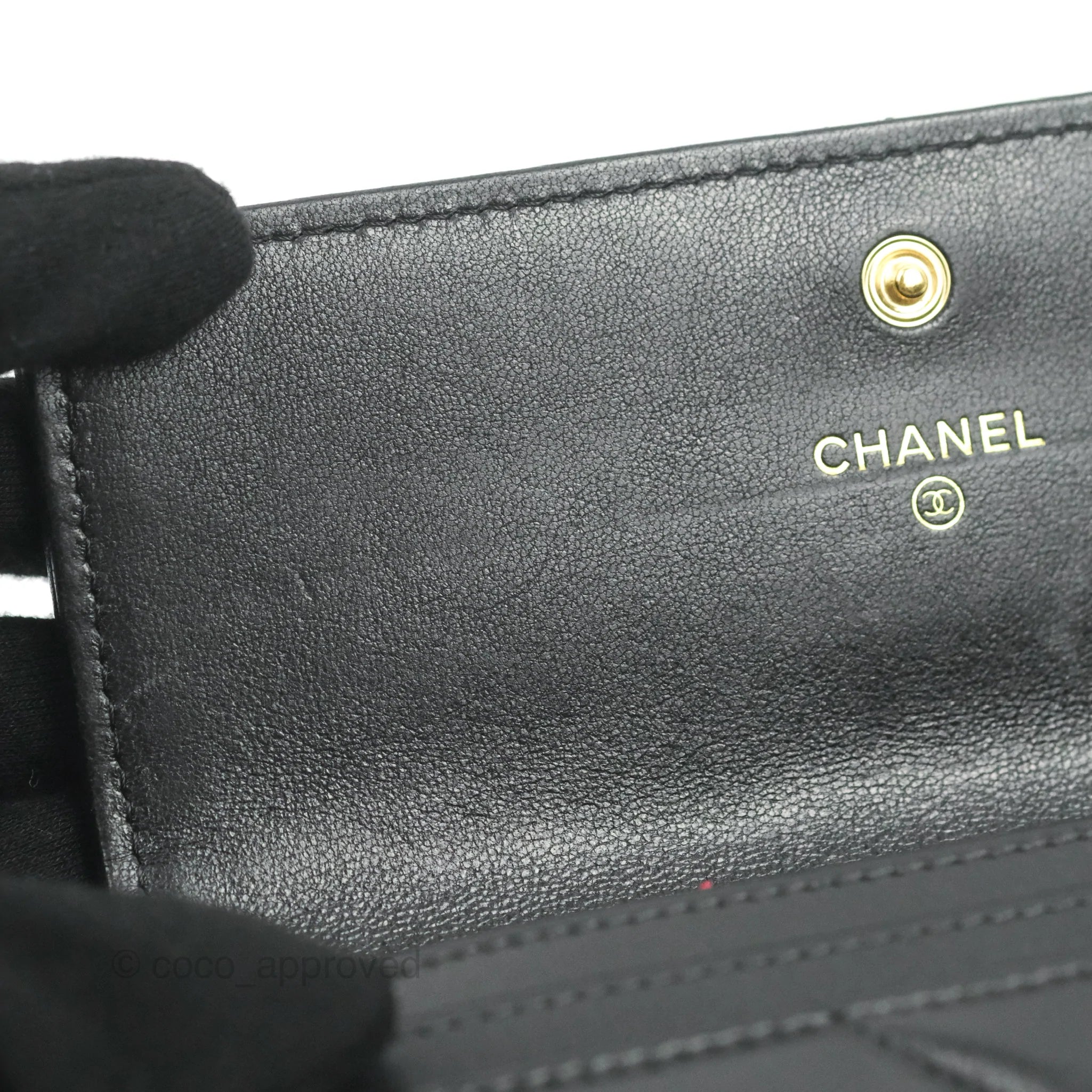 CHANEL Lambskin Quilted Chanel 19 Wallet On Chain WOC Dark Grey 1092154