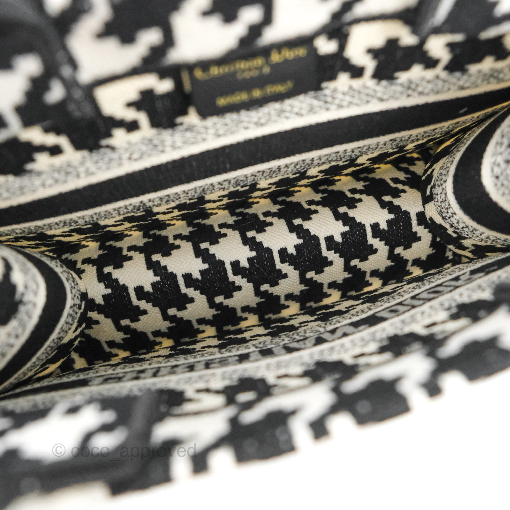 Christian Dior New Small Book Tote Macro Houndstooth Embroidery