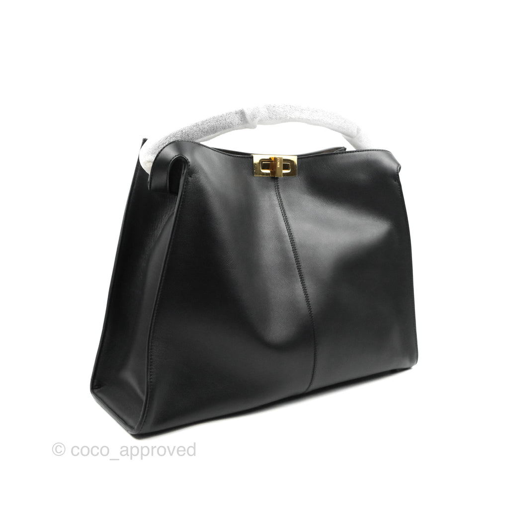 Fendi Large Peekaboo X-Lite Black Calfskin Gold Hardware