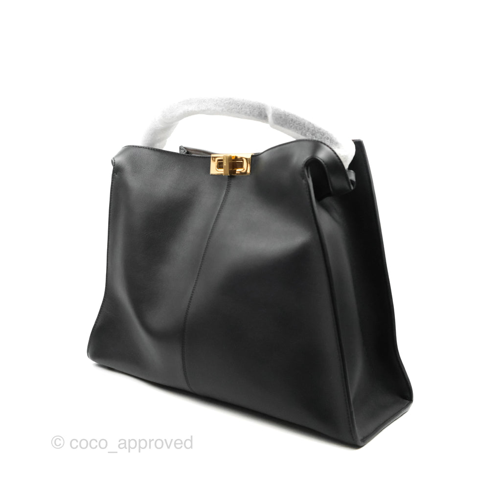 Fendi Large Peekaboo X-Lite Black Calfskin Gold Hardware