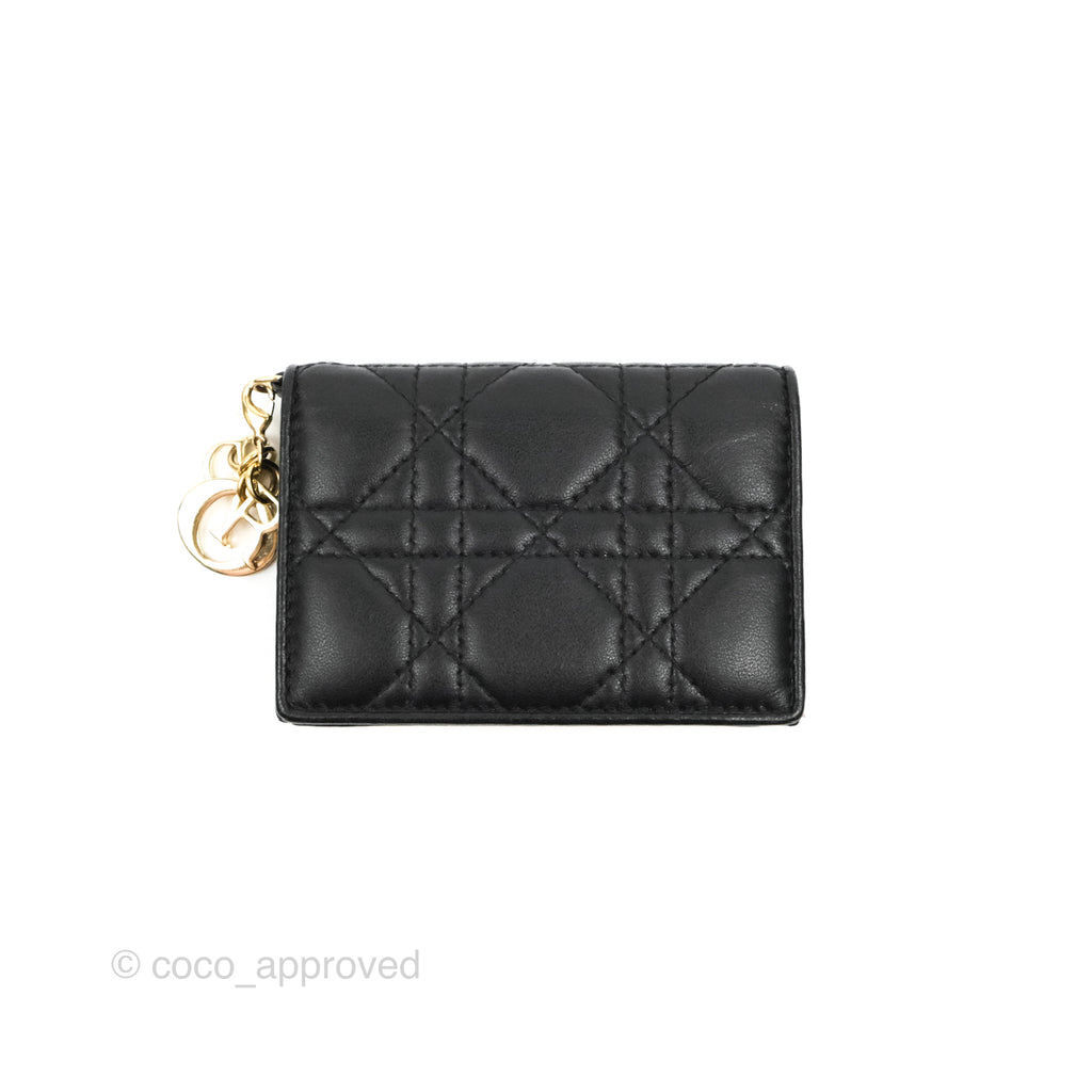 Dior Lady Dior Flap Card Holder Black Cannage Lambskin