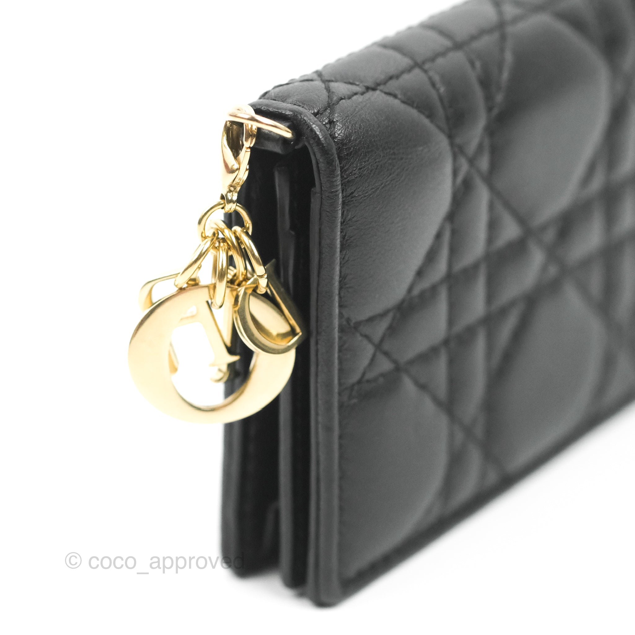Dior Lady Cannage Card Holder Black Lambskin  ＬＯＶＥＬＯＴＳＬＵＸＵＲＹ