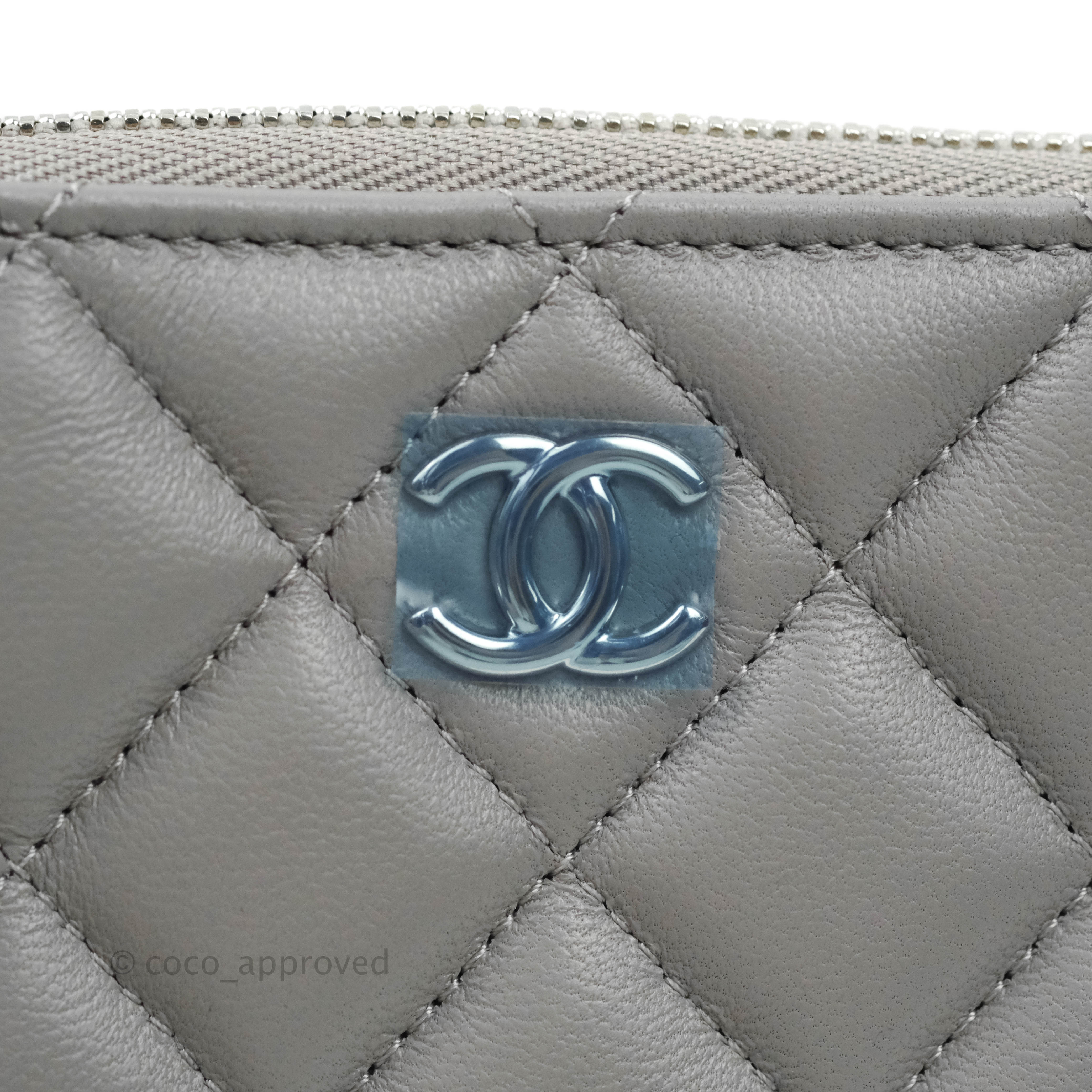 Chanel Quilted Mini O Case Grey Lambskin Silver Hardware – Coco Approved  Studio
