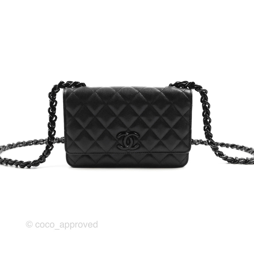 Chanel Quilted So Black Wallet on Chain WOC Caviar Incognito Hardware