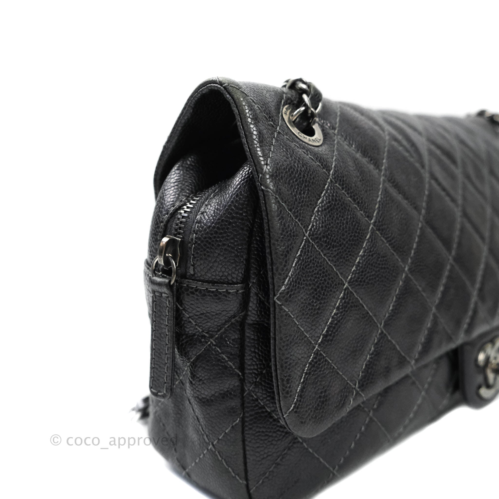 Chanel Jumbo Easy Flap Bag Caviar Dark Grey Ruthenium Hardware – Coco  Approved Studio