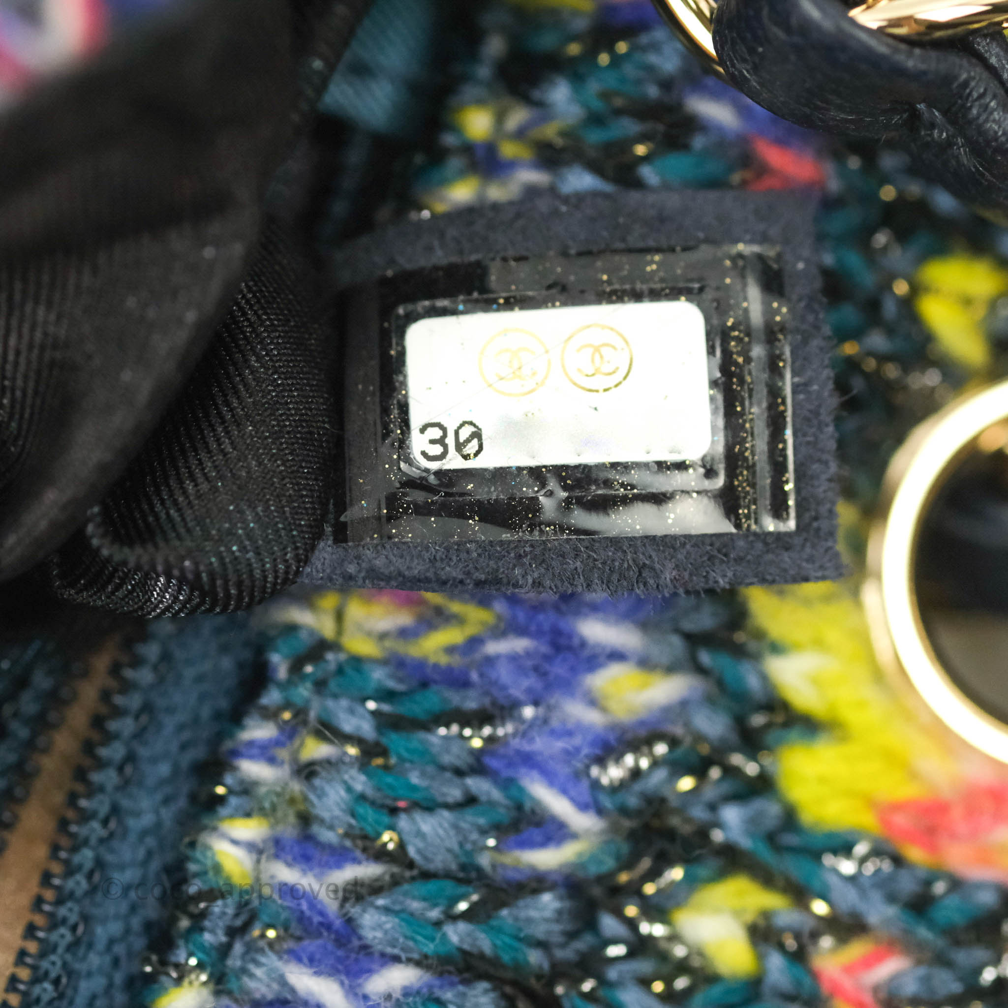Mini flap bag, Cotton, wool tweed & gold-tone metal, brown & multicolor —  Fashion