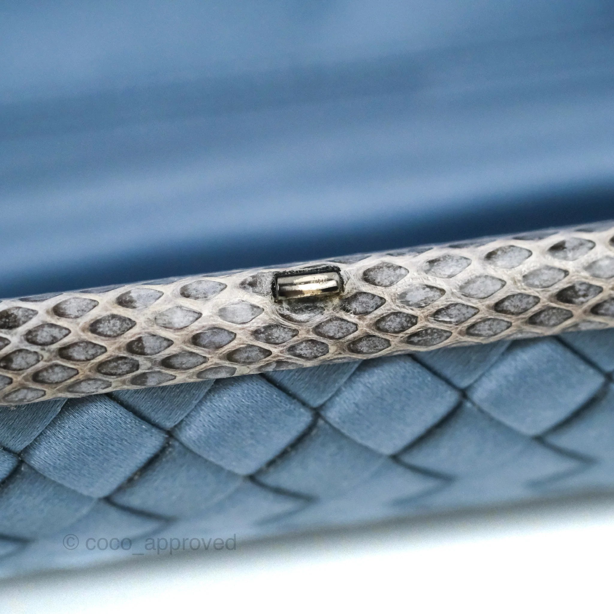 Bottega Veneta Grayish Blue Satin Ayers Stretch Knot Clutch – The Closet