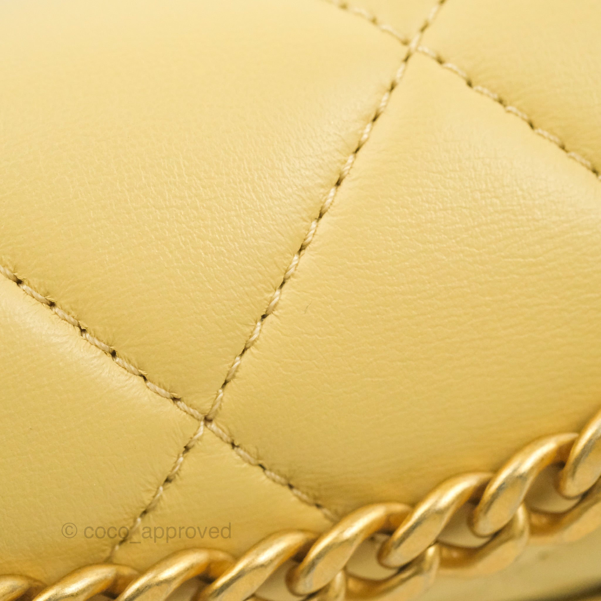 Chanel Enamel Quilted Pending CC Mini Square Flap Yellow Lambskin Aged – Coco  Approved Studio
