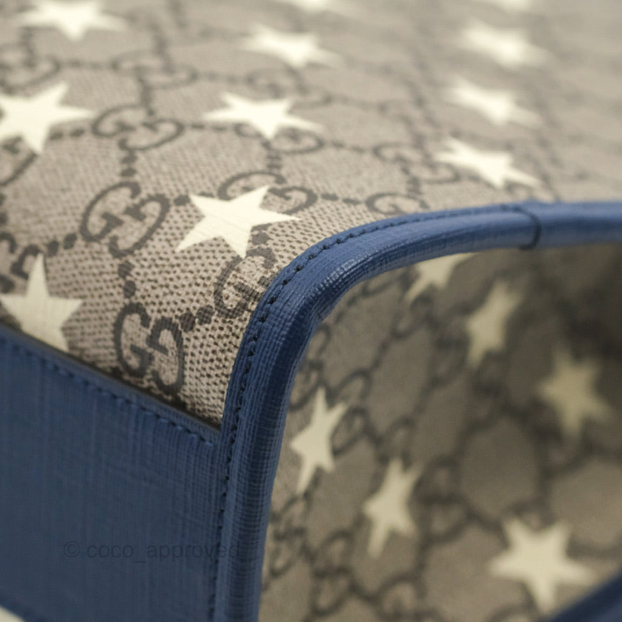 GUCCI shopping bag, stars and constellation Navy silver Canvas Bag Shopping  Tote