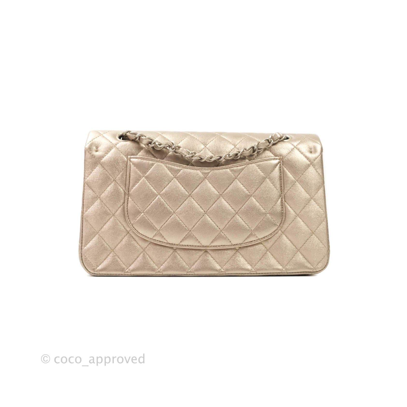 Chanel Metallic Silver Quilted Lambskin Classic Double Flap Medium  Q6B0104NV0008  WGACA